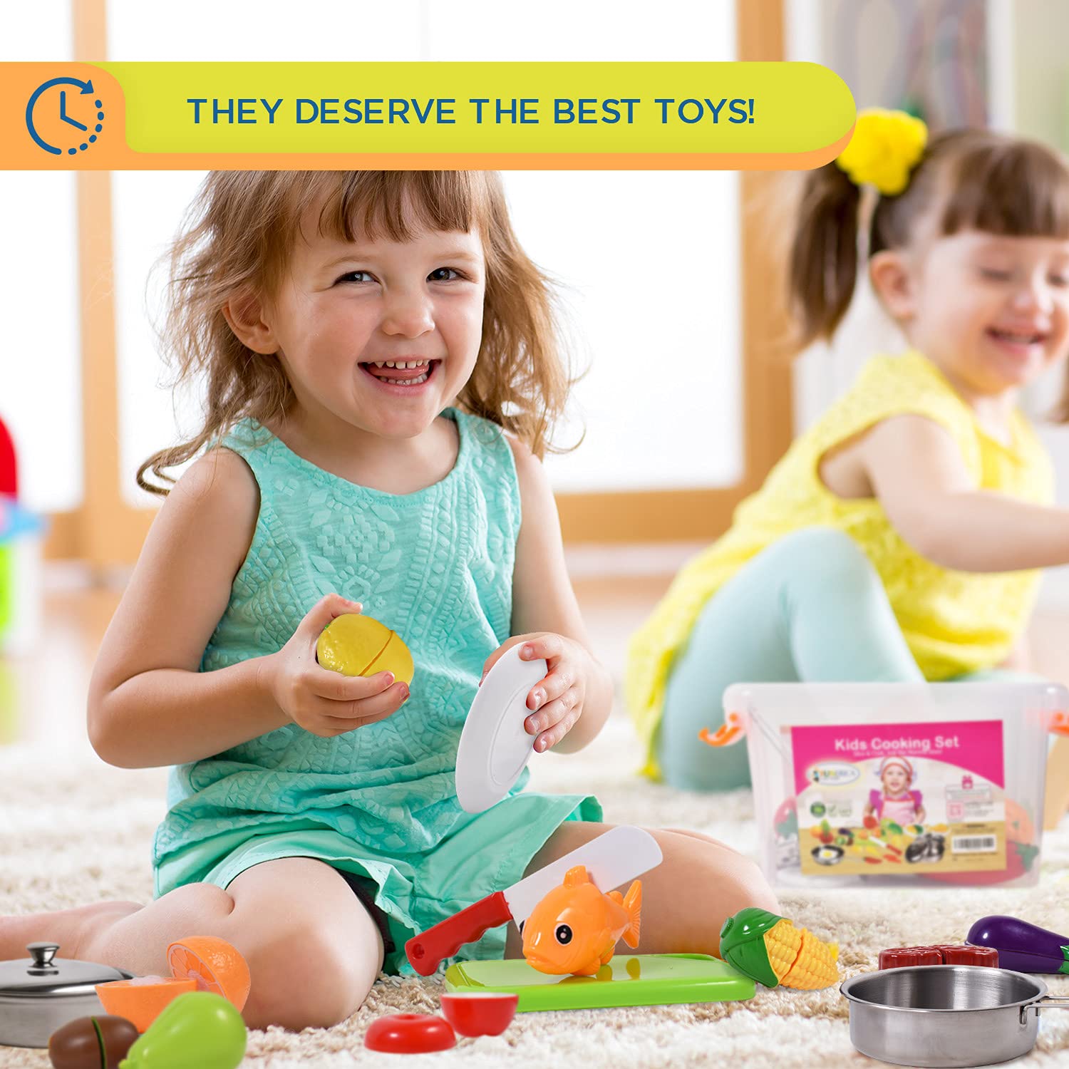 FUNERICA Realistic Stainless Steel Toy Kitchen Set - Pretend Play Food, Pots, Pans & Utensils for Kids | Educational Cooking Toys for Toddlers | Perfect for Imaginative Play & Early Learning