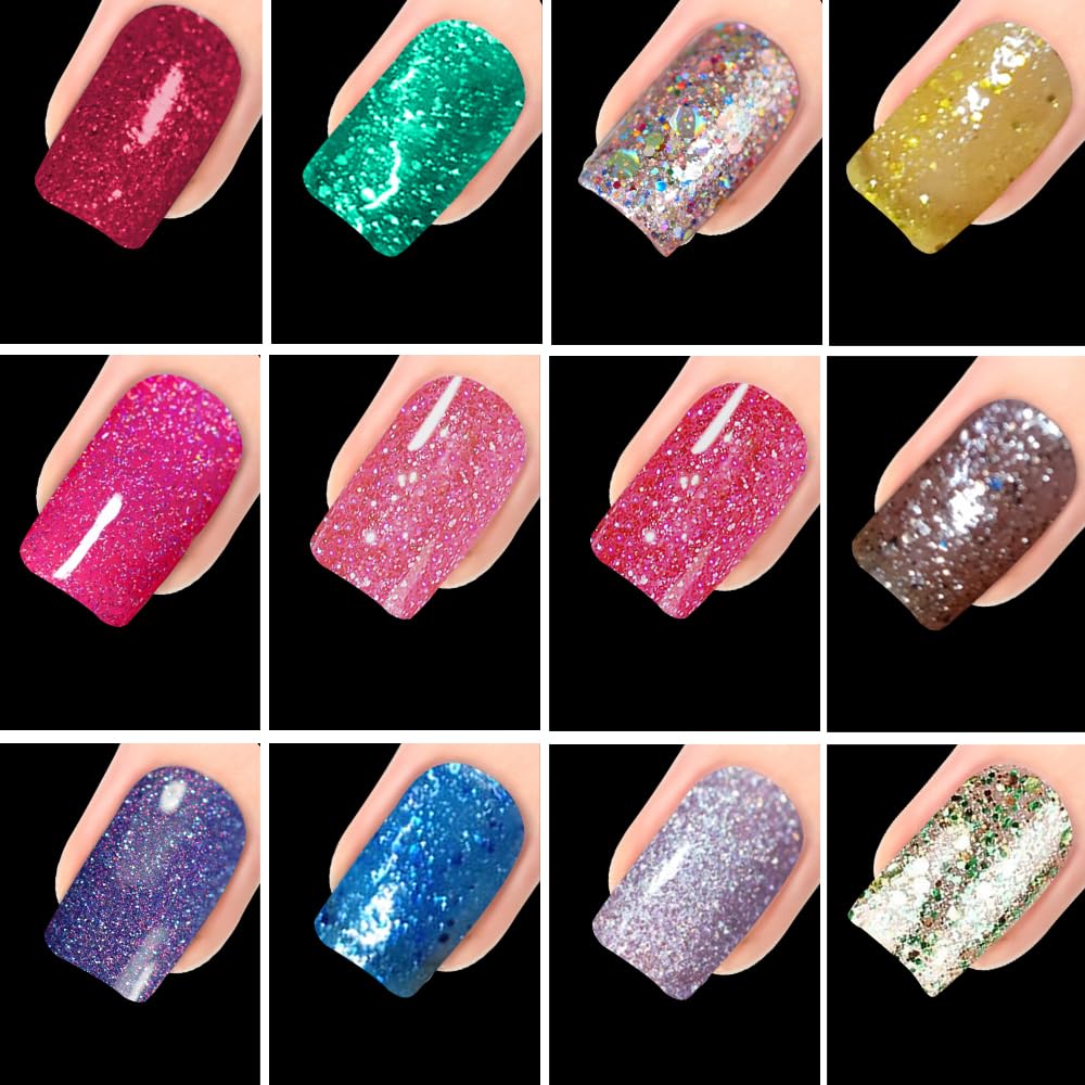 PERPAA Glitter Nail Polish Set - UV LED Gel Polish for Nail Art, 5ml Each (Turquoise, Lavender, Baby Pink) - Long Lasting & Easy to Apply, Perfect DIY Manicure Gift for Women & Girls - Home Spa, Parties, Weddings & Special Occasions