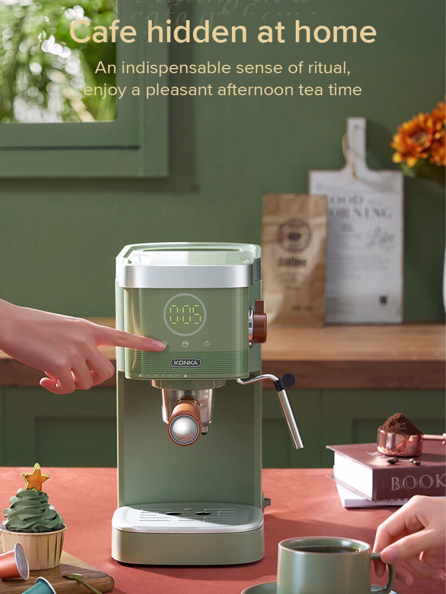 20 Bar Espresso Machine with Milk Frother - Compact Home Coffee Maker for Latte & Cappuccino - Perfect for Kitchen Countertops and Small Spaces