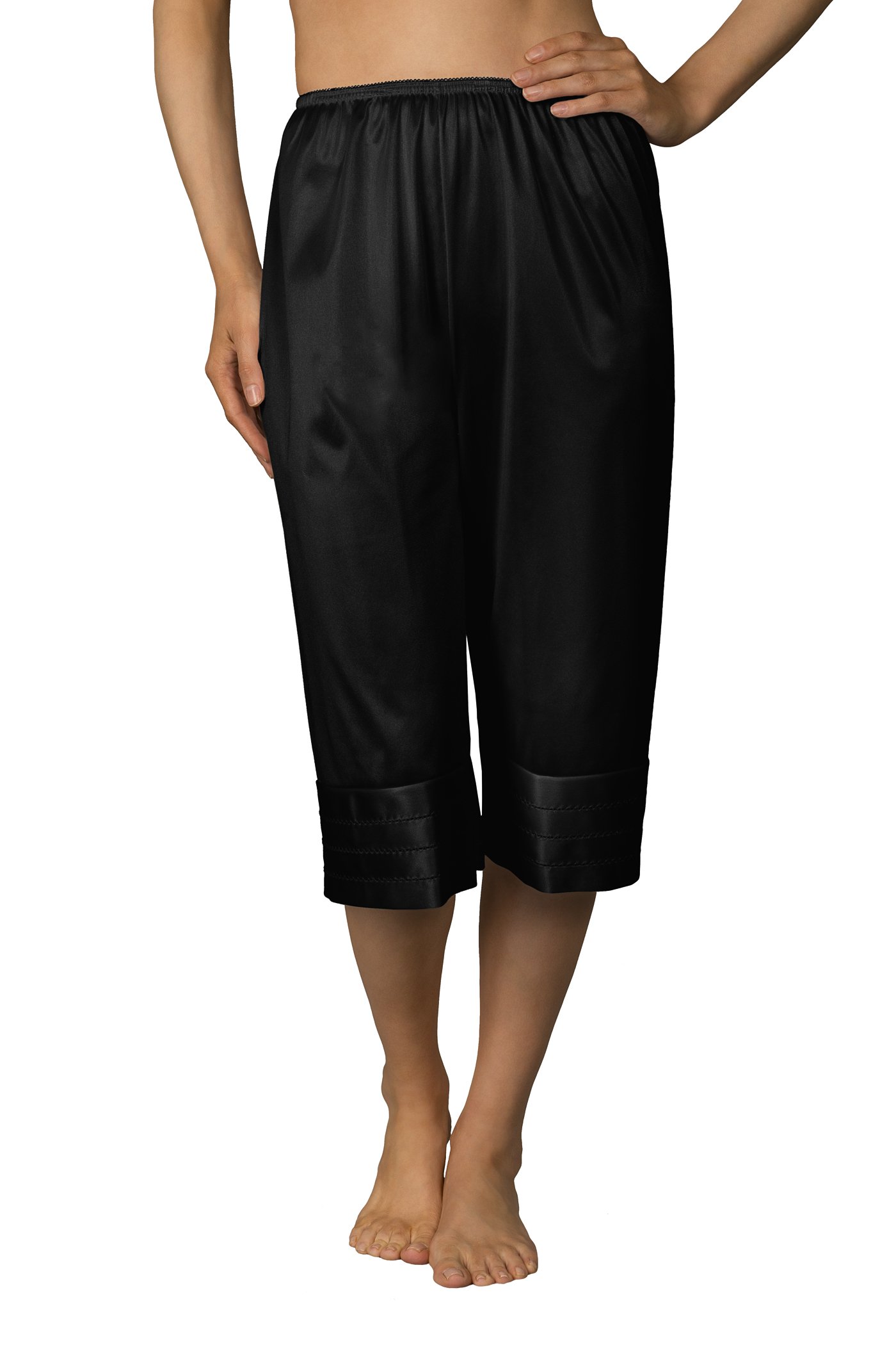 Plus Size Snip-It Crochet Edge Petti Pants (6219) - Black 1X - Comfortable Women's Loungewear for Casual Wear & Home Relaxation