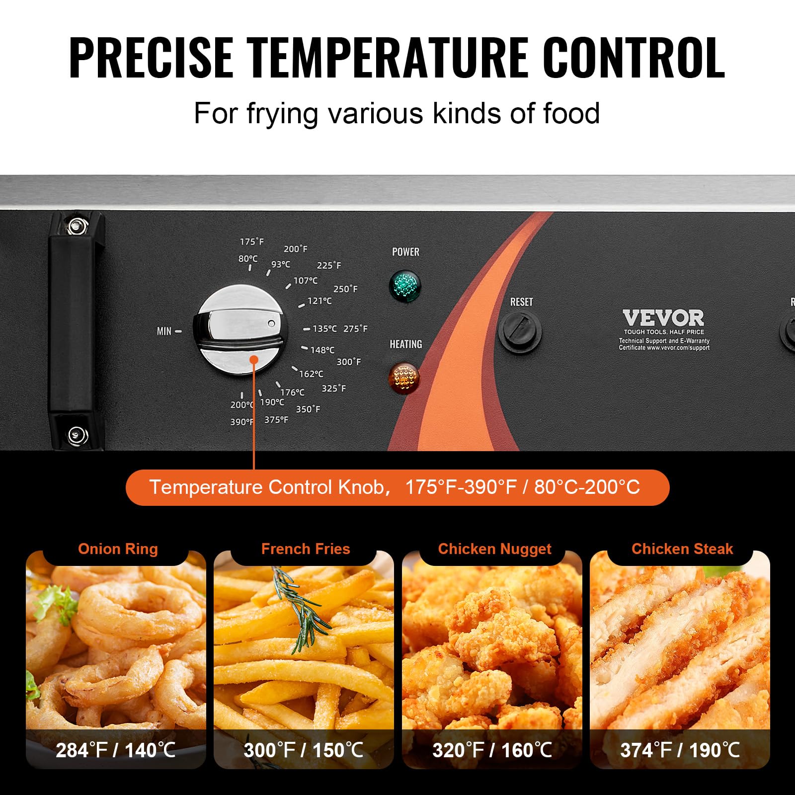 VEVOR 3000W Commercial Deep Fryer with Basket - 30.6Qt/29L Large Capacity Electric Turkey Fryer, Stainless Steel Countertop Oil Fryer with Temperature Control - Perfect for Restaurants, Catering & Home Kitchen Use