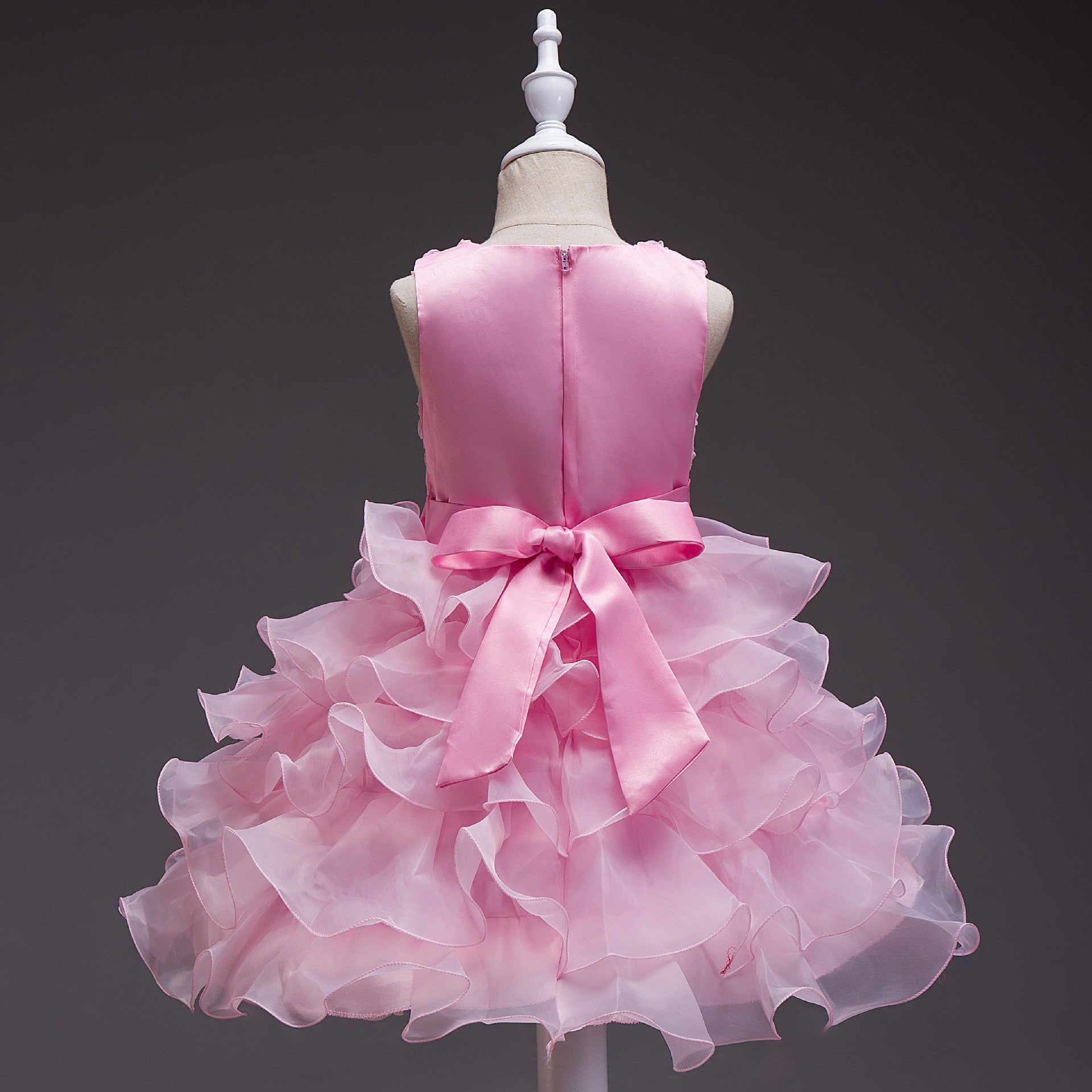 Elegant Princess Tea-Length Organza Flower Girl Dress with Ruffles - Perfect for Weddings, Parties & Special Occasions