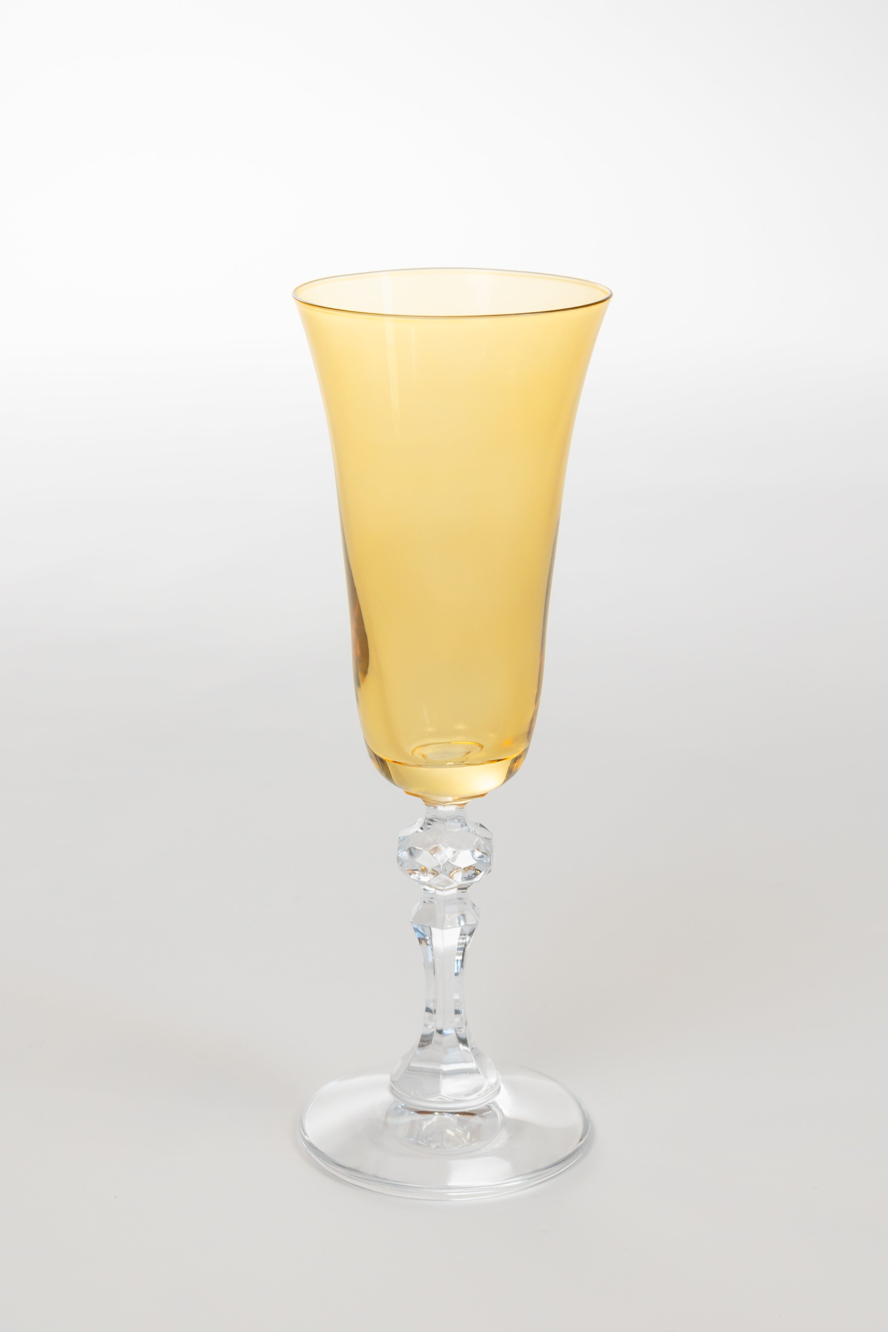 Estelle Colored Regal Flute with Clear Stem - Set of 2 Champagne Glasses (Yellow) - Perfect for Weddings, Parties & Elegant Cocktails