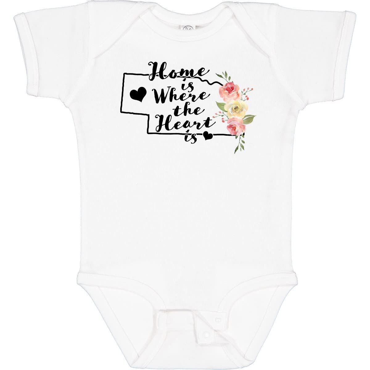 Inktastic Nebraska Home is Where The Heart is Watercolor Baby Bodysuit - Soft Cotton Onesie for Newborns, Infants & Toddlers - Perfect for Family Photos, Holidays & Everyday Wear