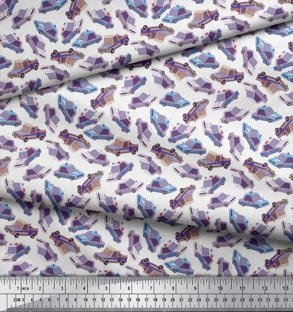 Soimoi Moss Georgette Brown Fabric by The Yard - 42 Inch Wide Printed Automotive Textile with Vibrant Car Transport Patterns | Perfect for DIY Car Seat Covers, Auto-Themed Home Decor & Fashion Accessories