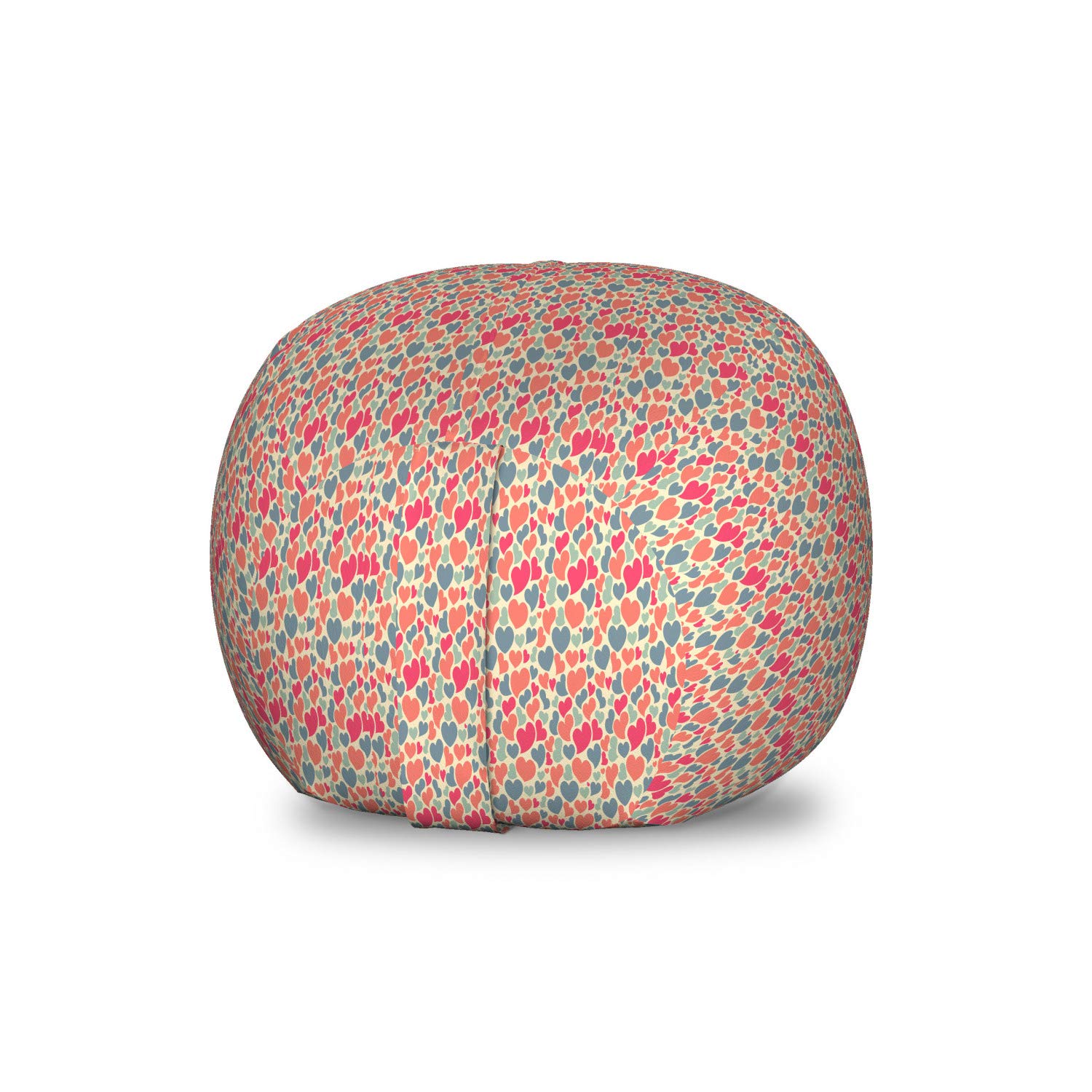 Ambesonne Love Storage Toy Bag Chair - Colorful Abstract Hearts Pattern on Muted Tones, Washable Stuffed Animal Organizer, Small Size Champagne Coral - Perfect for Kids' Room, Nursery, and Playroom Organization