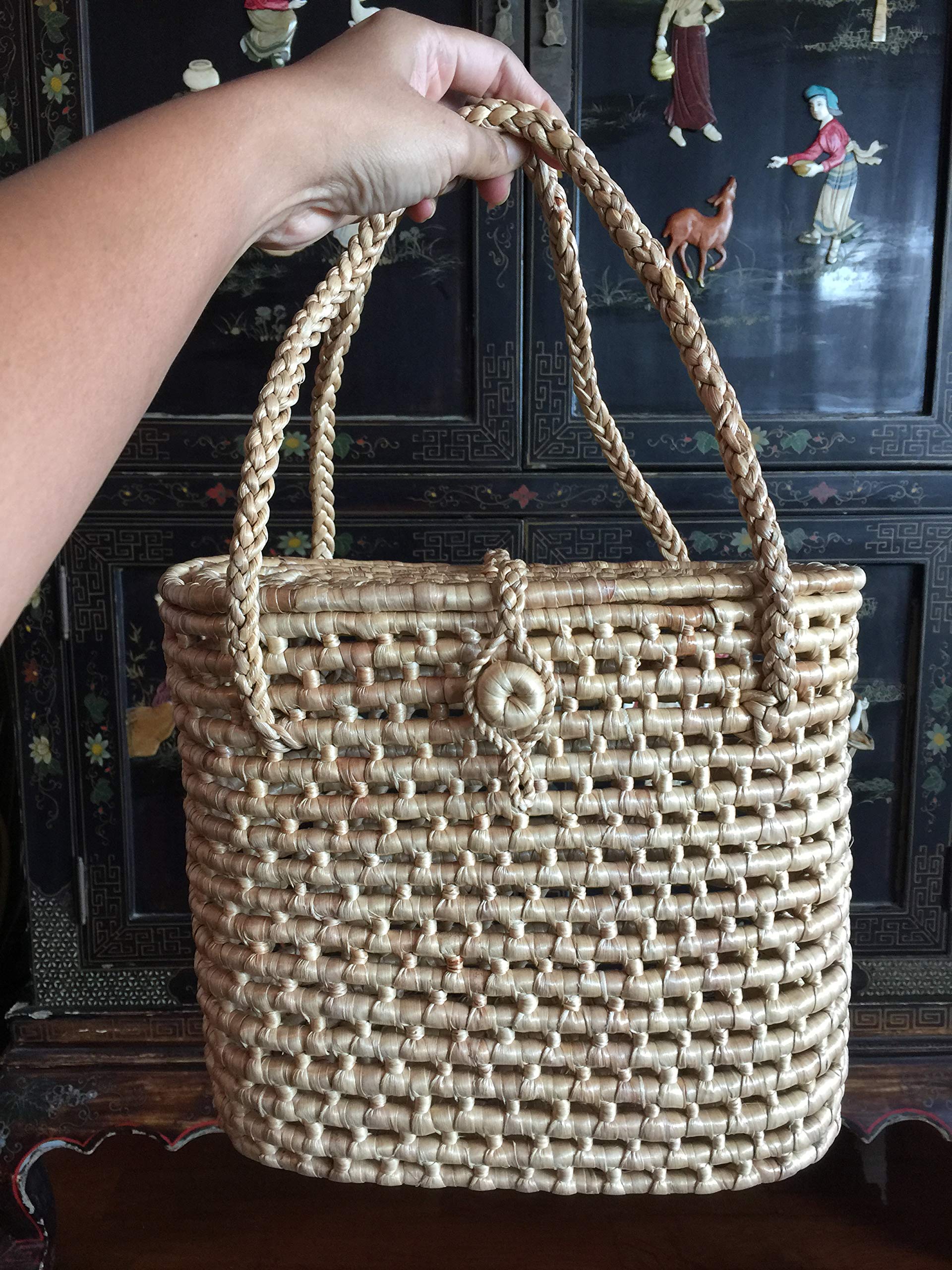 Stylish Handwoven Straw Tote Bag with Top Handles - Eco-Friendly Summer Beach Bag for Women, Perfect for Shopping, Market & Picnic Use