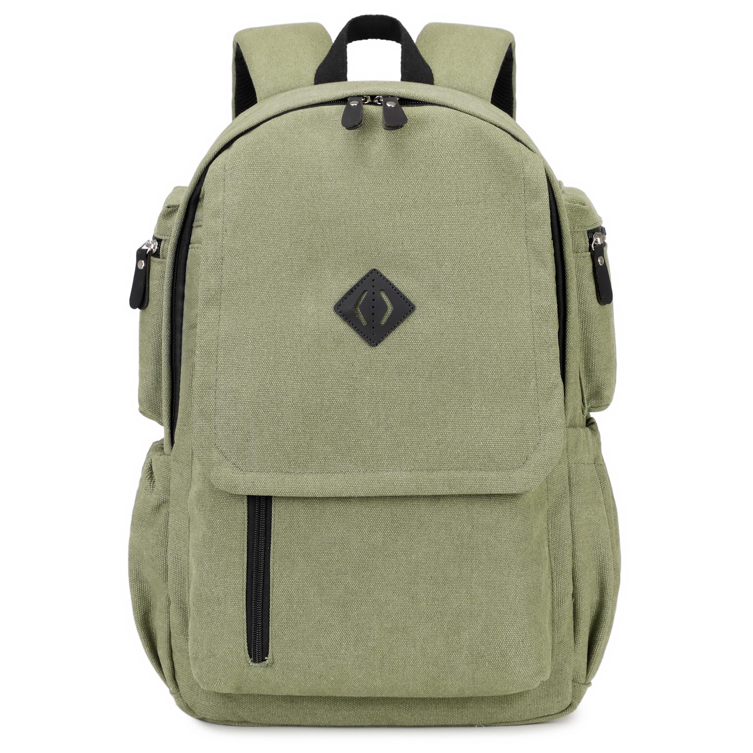 Vintage Canvas Backpack for Men & Women - 15.6 Inch Laptop Bag, Durable Travel Rucksack, Anti-Theft College Bookbag for Teens, Boys & Girls - Perfect for Hiking, Sports, School & Daily Commute (Green)
