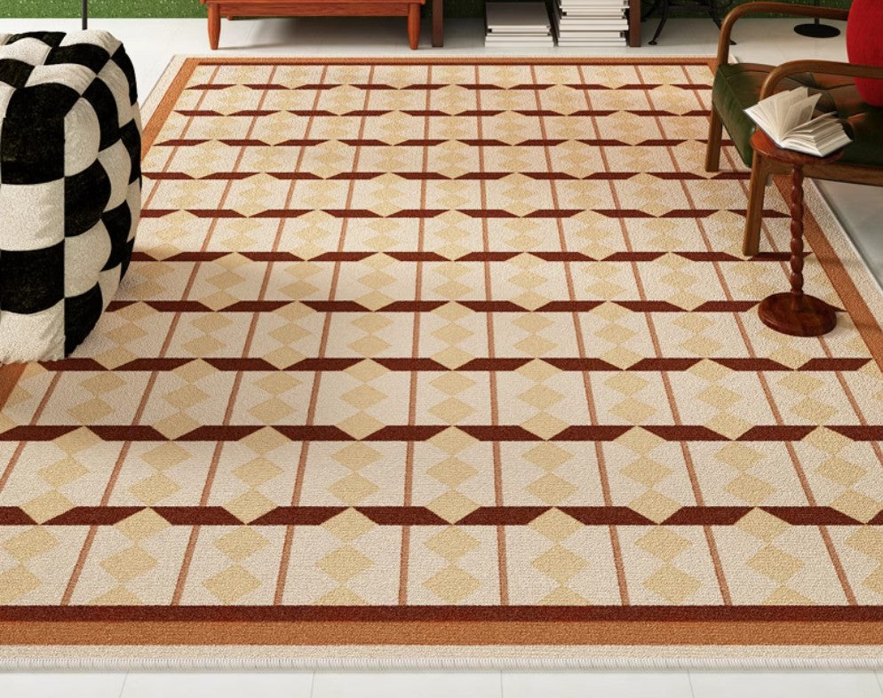 Abstract Geometric Modern Rugs - Contemporary Dining Room & Living Room Floor Carpets | Mid Century Bedroom Decor for Home & Office Interior Design