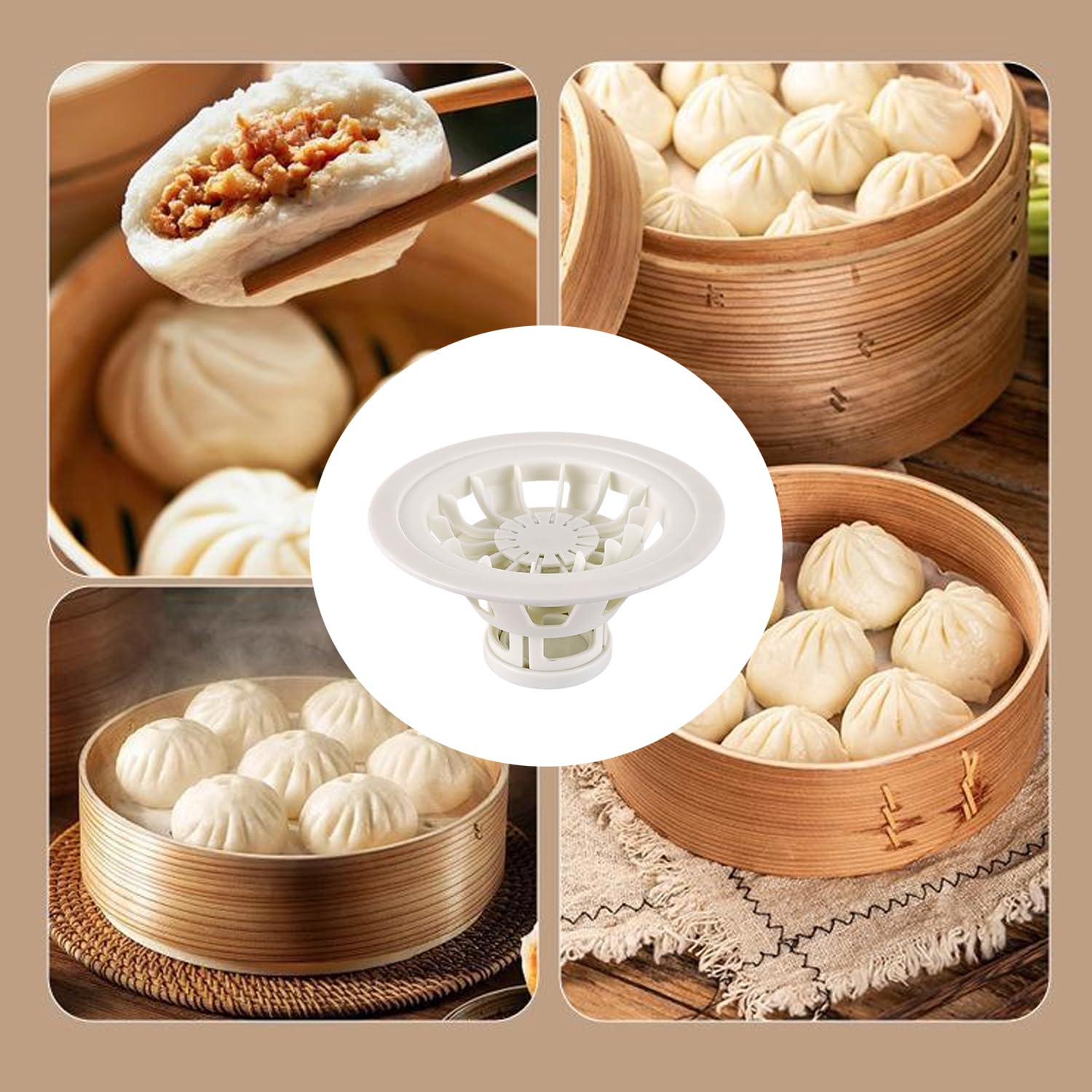 2025 New Siomai Maker & Dumpling Mold - Homemade Bao Buns Molder Kitchen Tool for Beginners | Flower Shaped Bun & Momo Maker | Perfect for Asian Cooking, Meal Prep & Party Snacks (White)