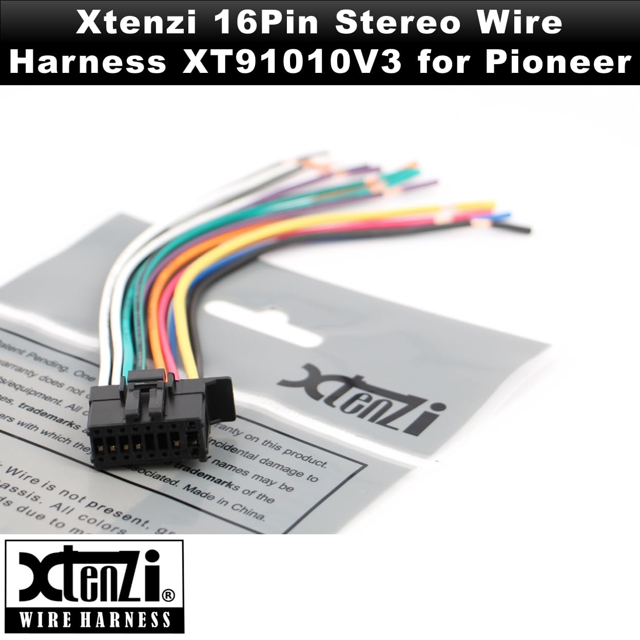 16Pin Car Radio Power Wire Harness Connector - Compatible with Pioneer DEHP8400BH, DEH80PRS, DEHP7400HD - XT91010V3 - Easy DIY Installation for Car Audio System Upgrade