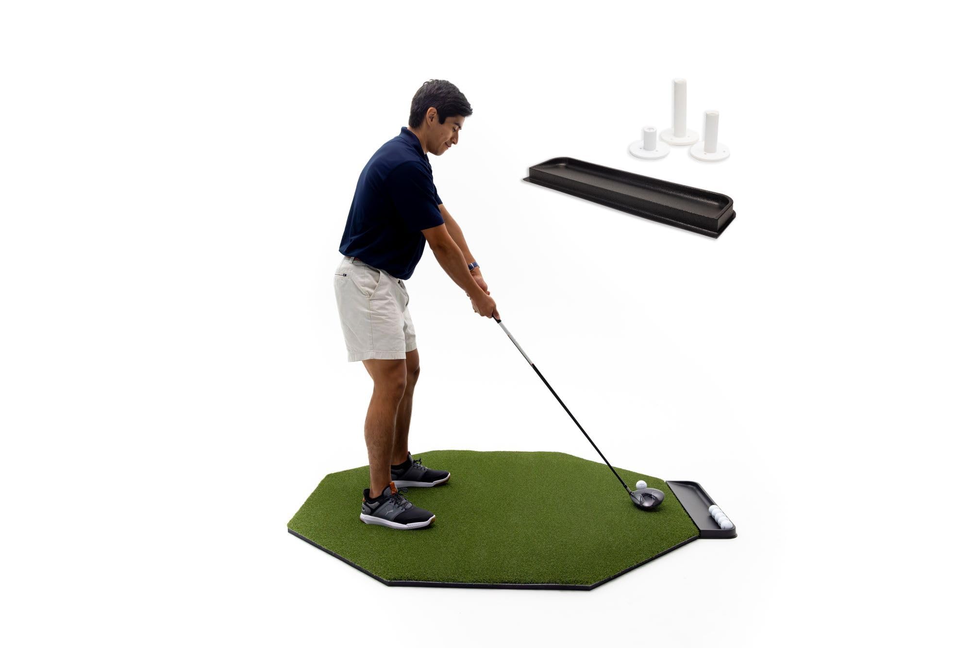 Premium Golf Practice Mat for Indoor & Outdoor Use - High-Quality Turf with Bonus Golf Tray & 3 Rubber Tees - Perfect for Home, Office, Backyard & Driving Range Training