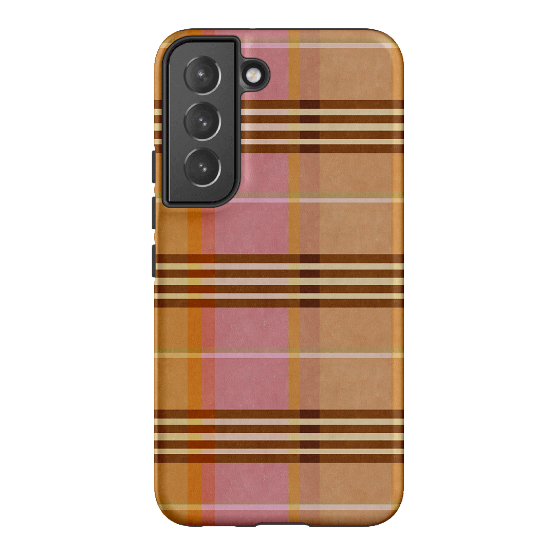 Peachy Plaid Phone Case for iPhone 15/14/13/12/11 Pro Max - Cute Tartan Pattern Protective Cover with Shockproof Design - Perfect for Everyday Use, Travel & Fashion Accessories