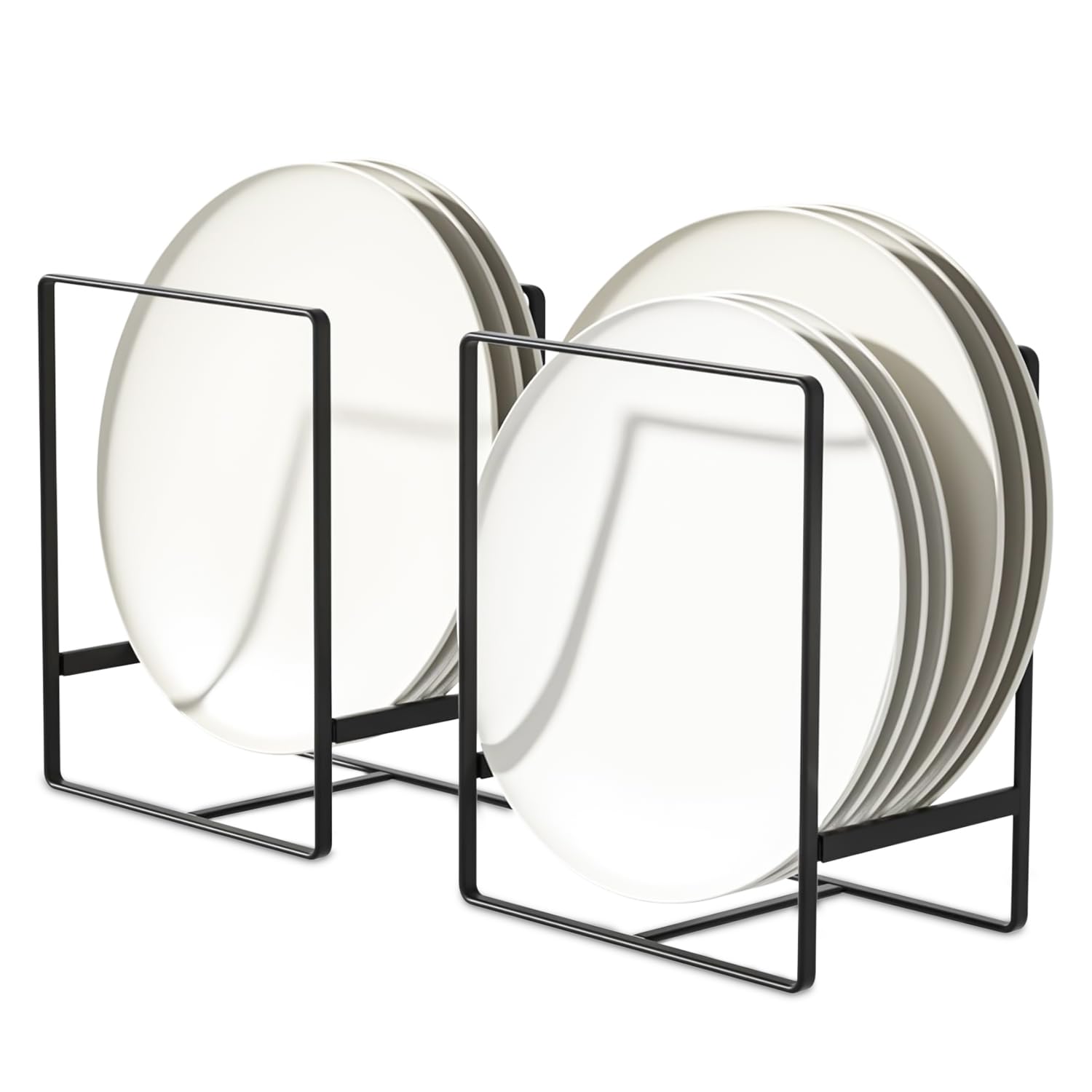 Black Vertical Plate Holder - Space Saving Plate Organizer for Cabinet - Perfect for Small Plates (1PCS) - Ideal for Kitchen Storage & Dining Room Organization