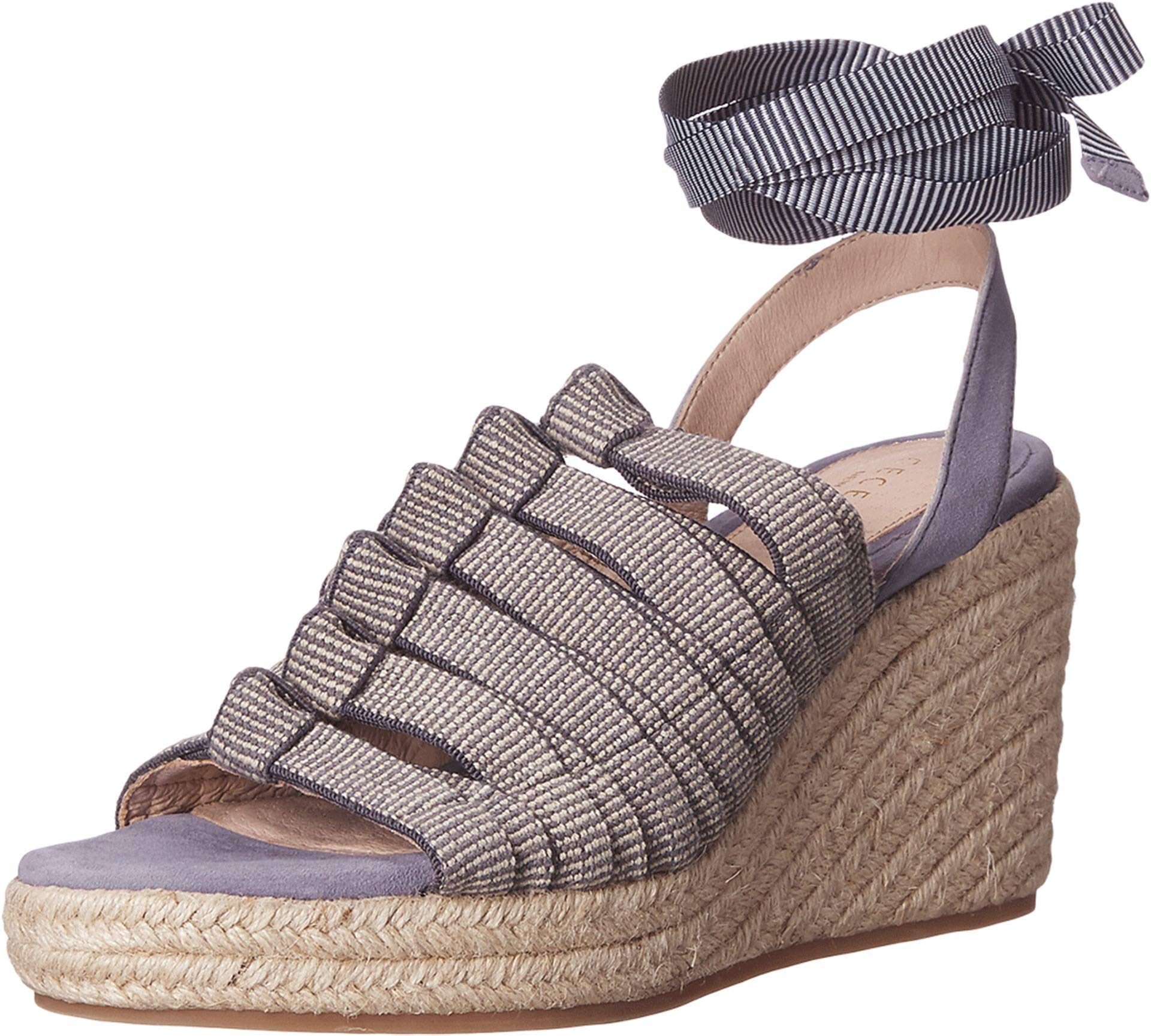 Cecelia New York Serena Off Denim Faded Jeans Espadrille Wedge Platform Sandals for Women | Comfortable Summer Casual Shoes | Perfect for Beach, Vacation and Everyday Wear