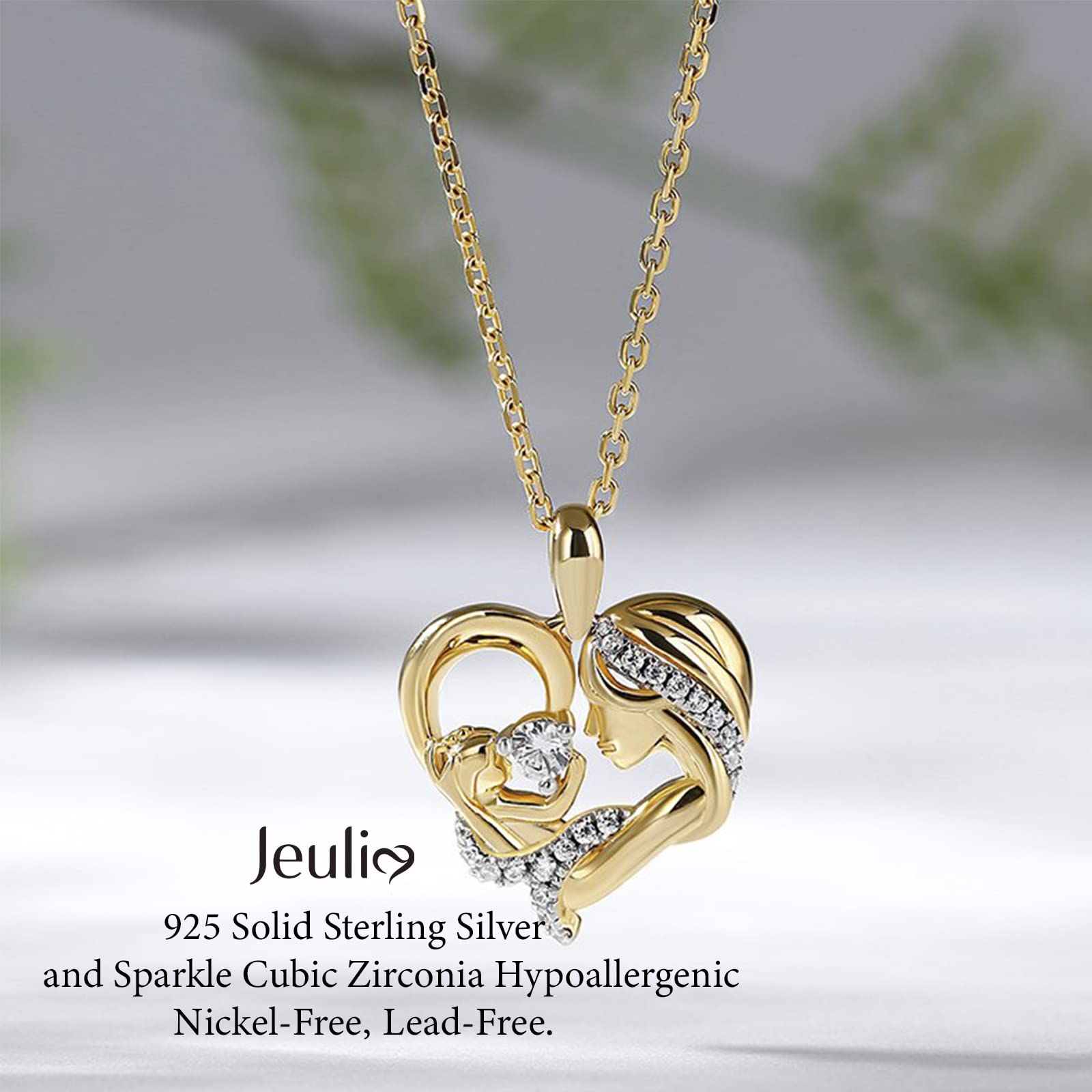 Jeulia Sterling Silver Love Heart Birthstone Necklace for Women - Personalized Pendant Jewelry Gift for Birthday, Mother's Day, Valentine's (Sister, Wife, Girlfriend) with Gift Box | Perfect for Anniversaries, Romantic Occasions & Everyday Wear