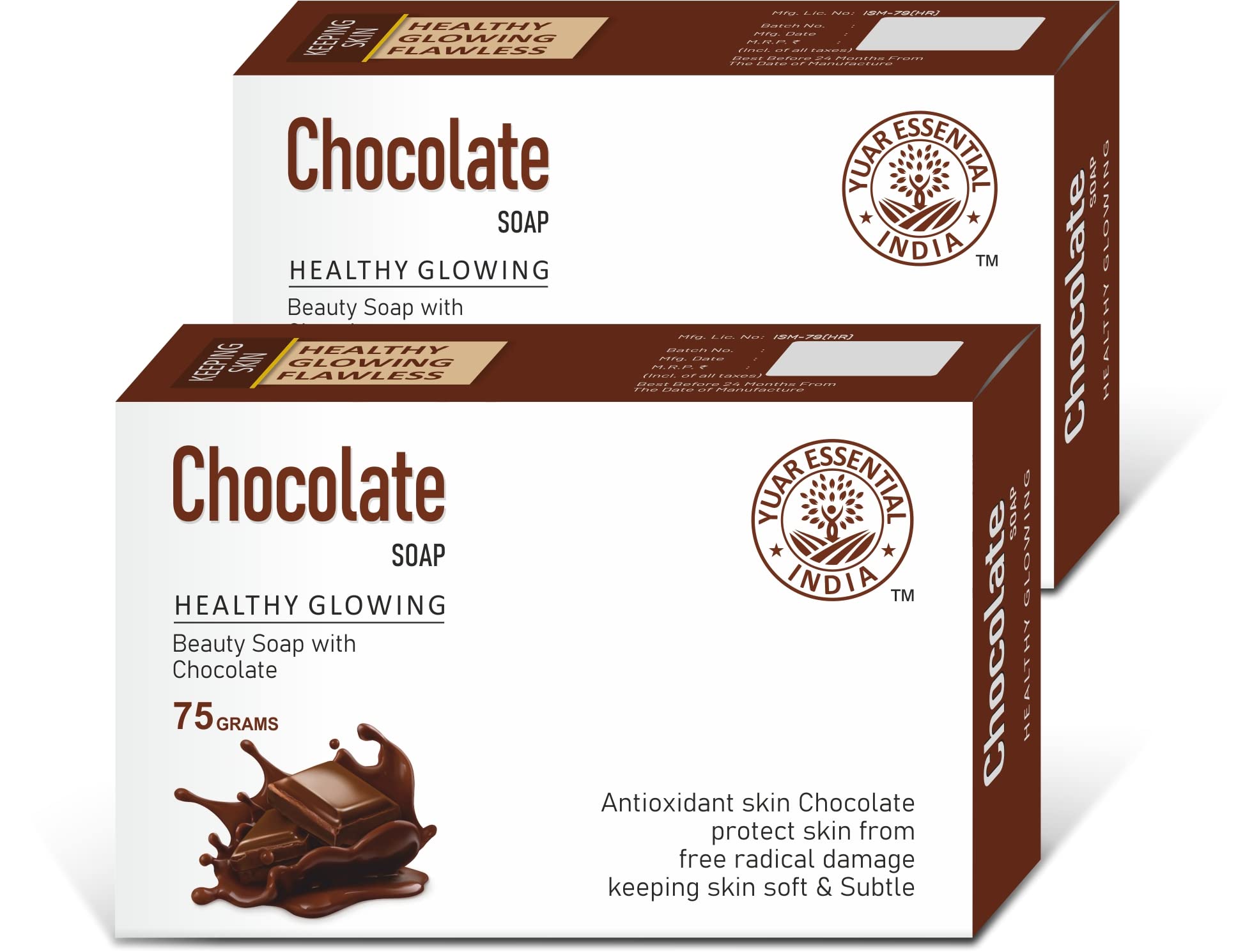 YUAR ESSENTIAL Handmade Chocolate Soap for Men & Women - 2 Pack (2 x 75g) | Natural Skincare for Healthy Glowing Skin | Perfect for Spa Day, Gift Sets & Luxury Bath Time