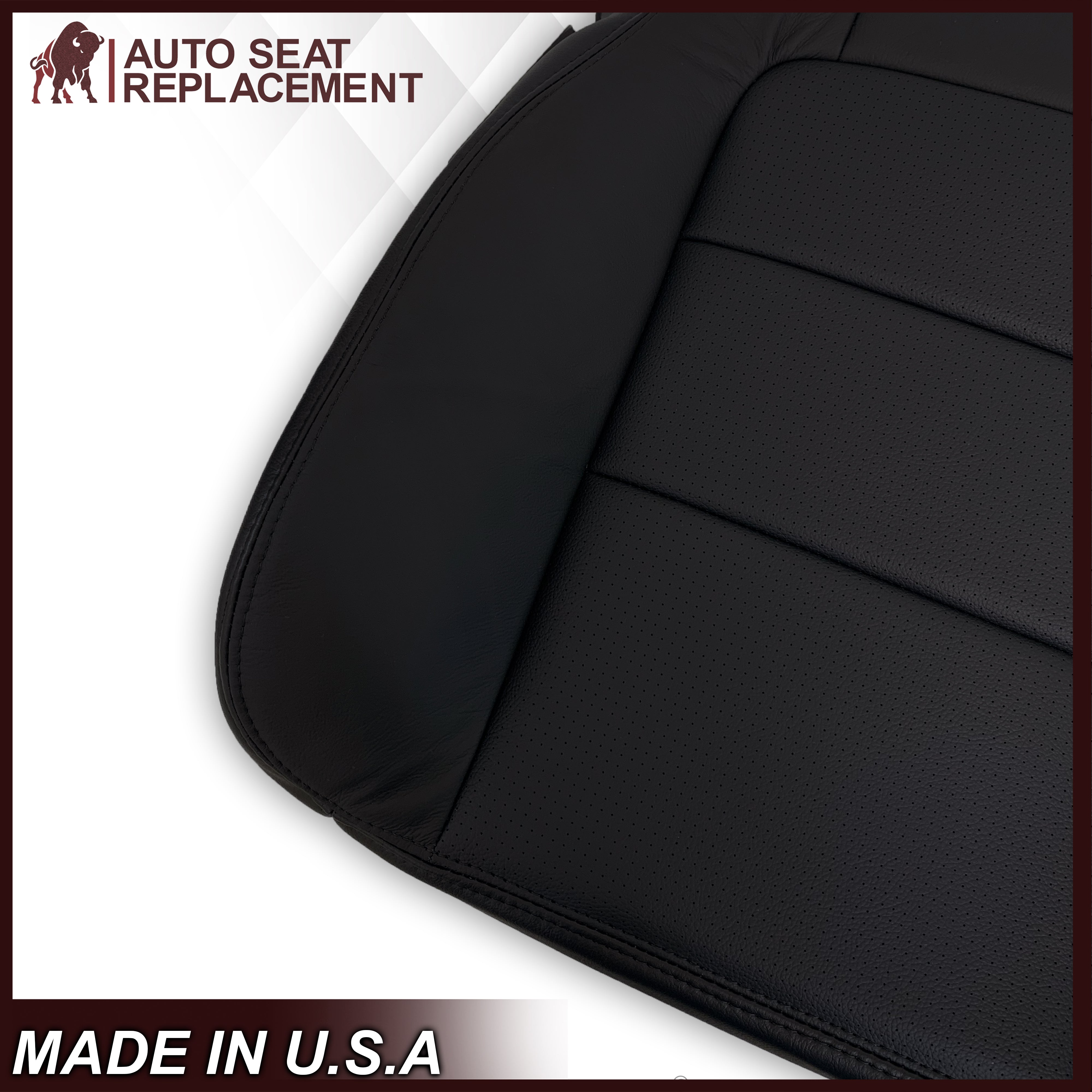 2001-2003 Ford F350 F250 Lariat Extended Cab Black Perforated Seat Covers - Genuine Leather or Premium Vinyl - Perfect for Truck Upgrades & Road Trips