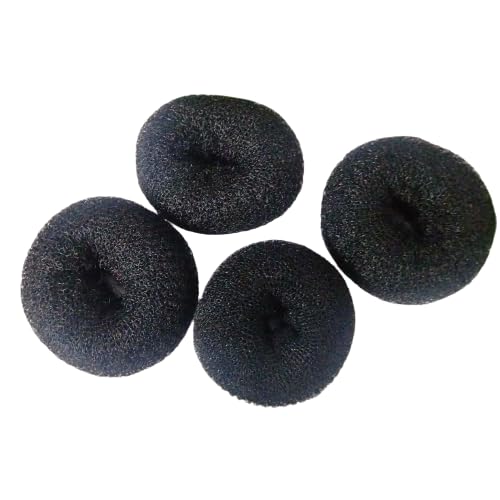 ZAUKY Hair Bun Maker - 4 Pack Black Polyester Hair Donut Bun for Women & Girls - Perfect for Updos, Ponytails & Everyday Hairstyles