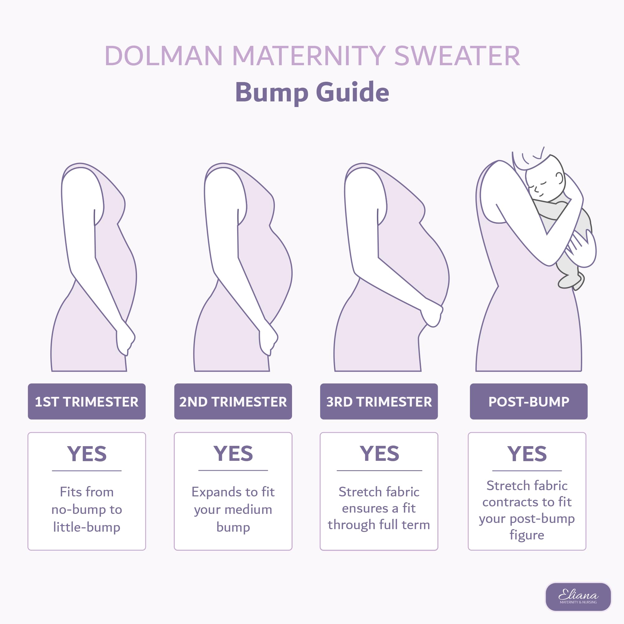 Eliana Funnel Neck Dolman Maternity Sweater - Soft Stretch Oversized Pregnancy Top for Comfort & Style - Perfect for Work, Casual Wear & Baby Showers