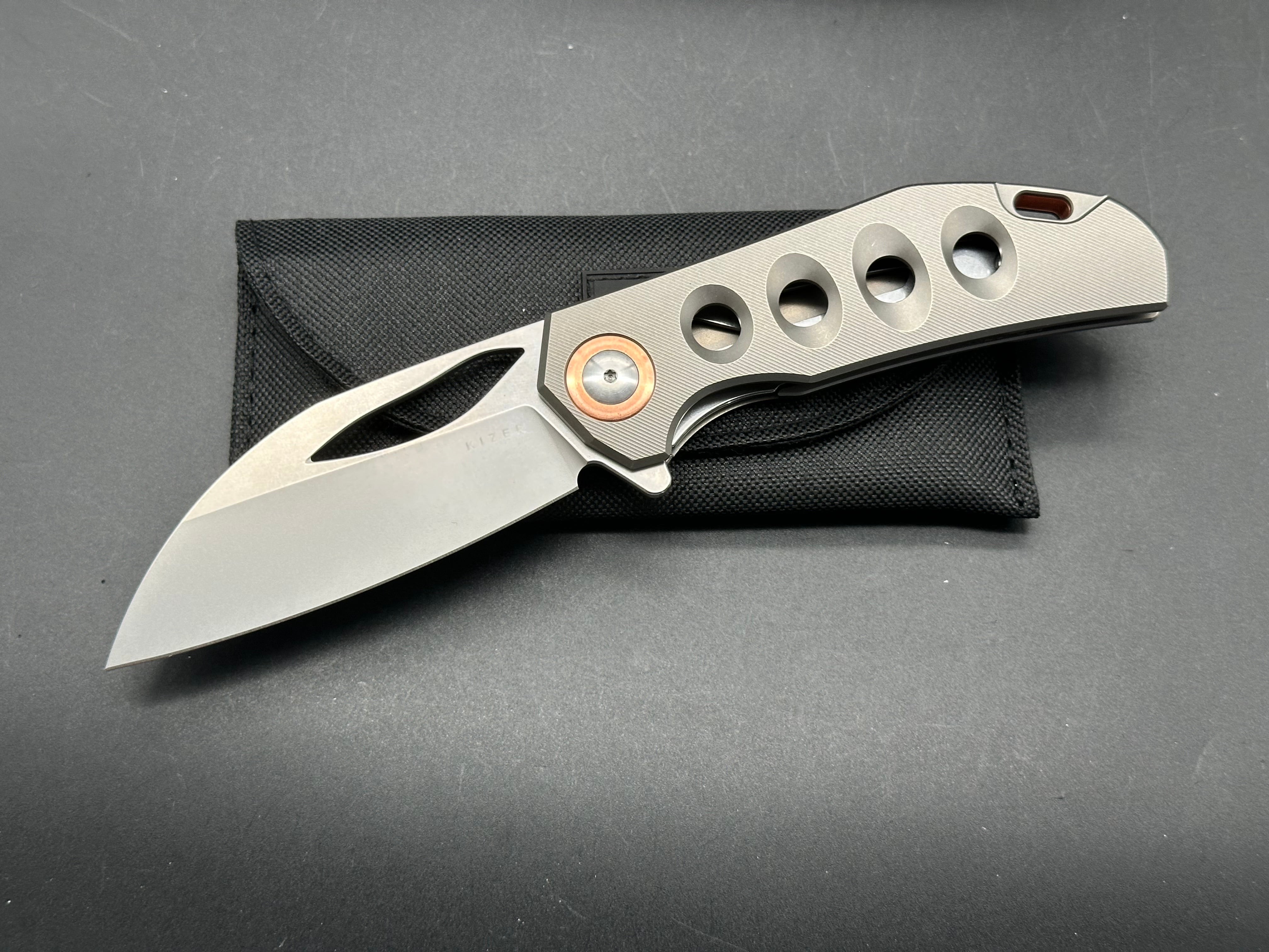 Kizer Hawk Liner Lock Folding Knife - Titanium Handle with S45VN Steel Blade | EDC, Outdoor Survival & Camping Gear