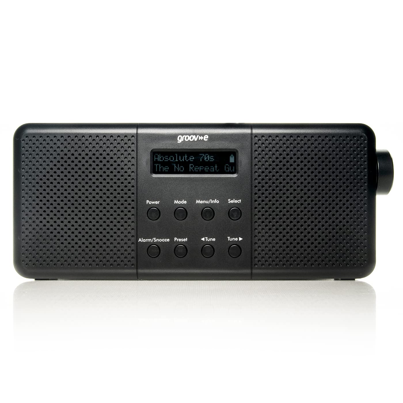 Groov-e Vienna Rechargeable DAB & FM Digital Radio with Bluetooth, Alarm Clock & LCD Display - Portable Wireless Radio for Home, Office, Travel - 40 Preset Stations, Micro USB/Battery Powered - Black
