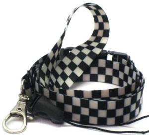 Black & White Checkered Skull Lanyard ID Holder - for Work & Events