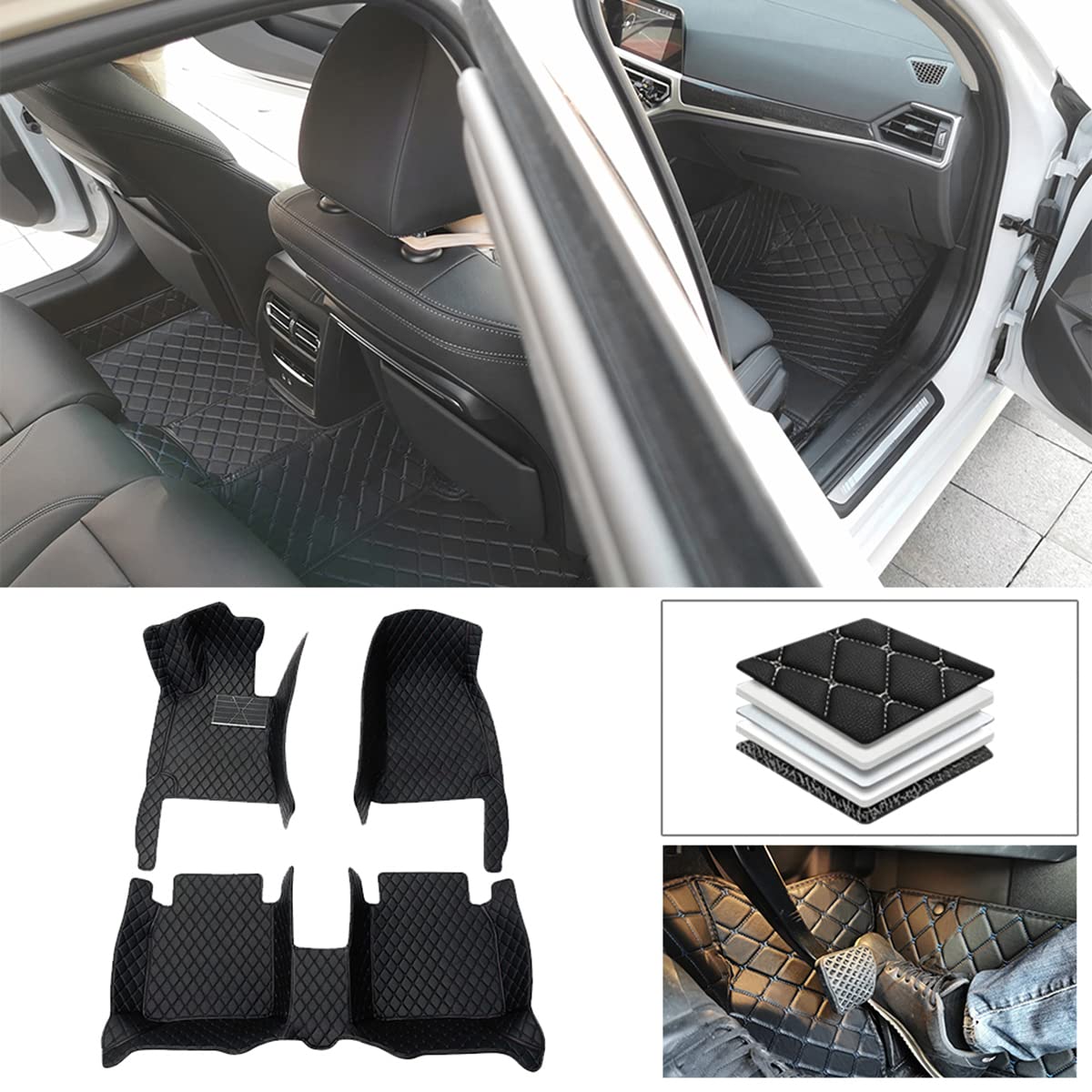 Premium Ayoade Car Floor Mats for Lexus GS350 2012-2017 - Custom Fit All-Weather Floor Liners with Anti-Slip Design - Black Leather Carpet Mats for Enhanced Protection & Style - Perfect for Daily Commute, Road Trips & Winter Driving
