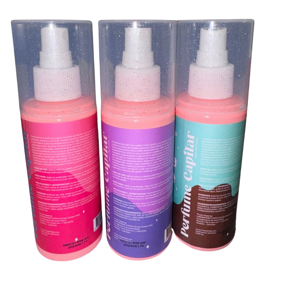 Wild Fruit Hair Perfume 3-Pack - Vanilla Fantasy, Coco Caramel, Watermelon Bubblegum Scent - 150ml Long-Lasting Hair Fragrance for Women - Perfect for Daily Use, Special Occasions & Gifts