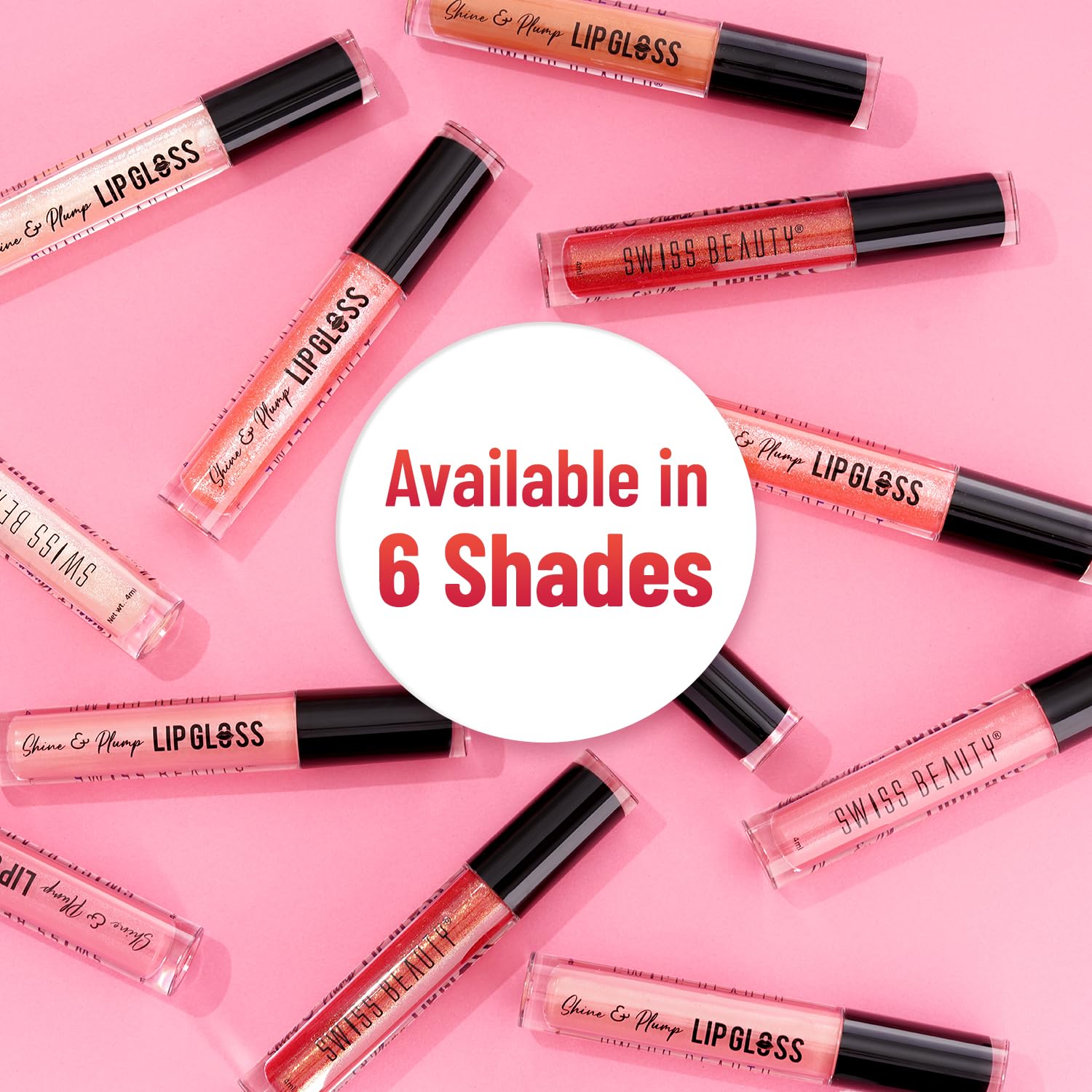 Swiss Beauty Shine & Plump Lip Gloss - Non-Sticky Hydrating Formula in Peach Shade, 4ml | Perfect for Everyday Wear, Date Night & Makeup Looks
