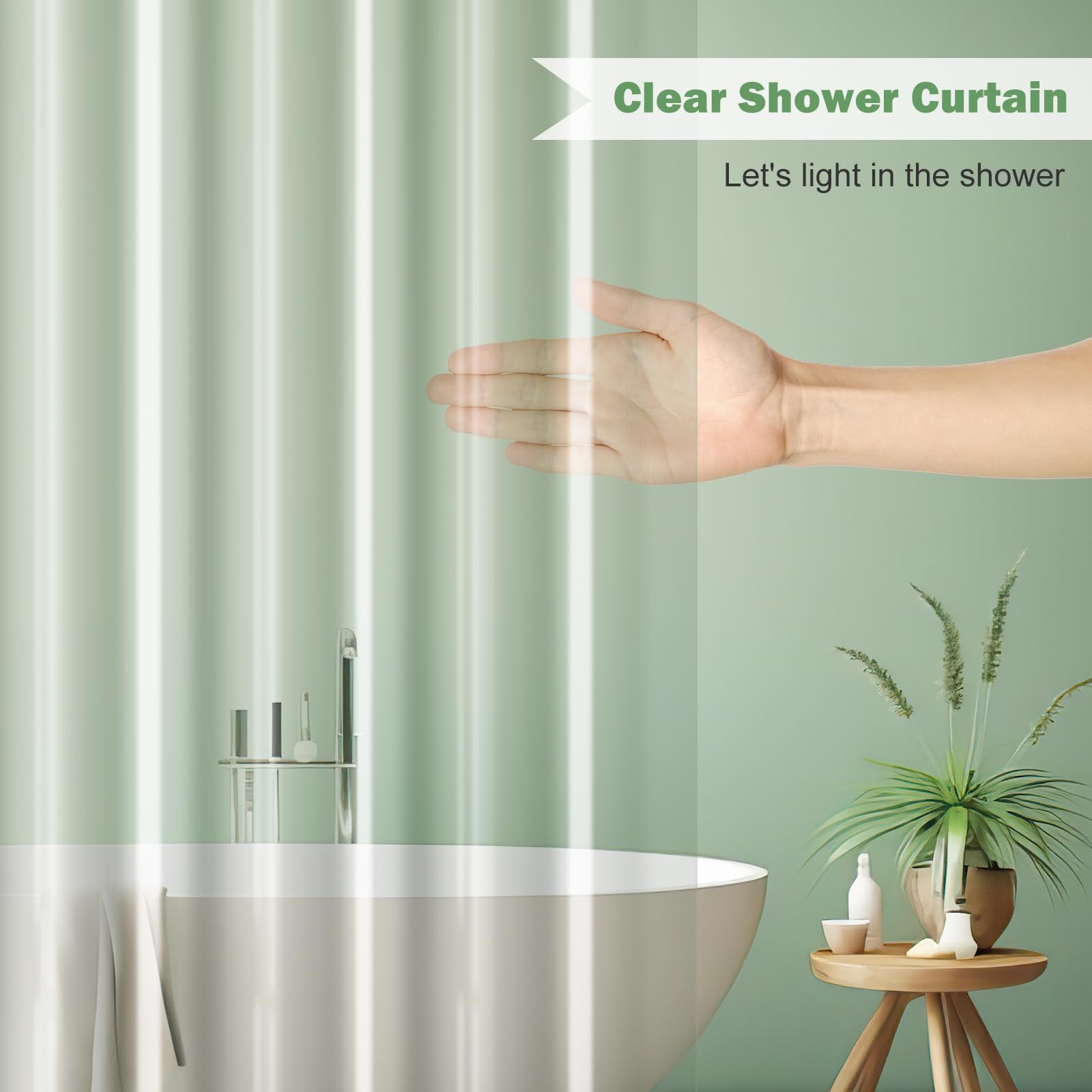 UFRIDAY 72 x 86 Inches Extra Long Clear Shower Curtain Liner - Heavy Duty Waterproof Plastic Bathroom Curtain with 5 Bottom Magnets for Home, Hotel & Restaurant Use | Perfect for Large Bathtubs and Spacious Showers