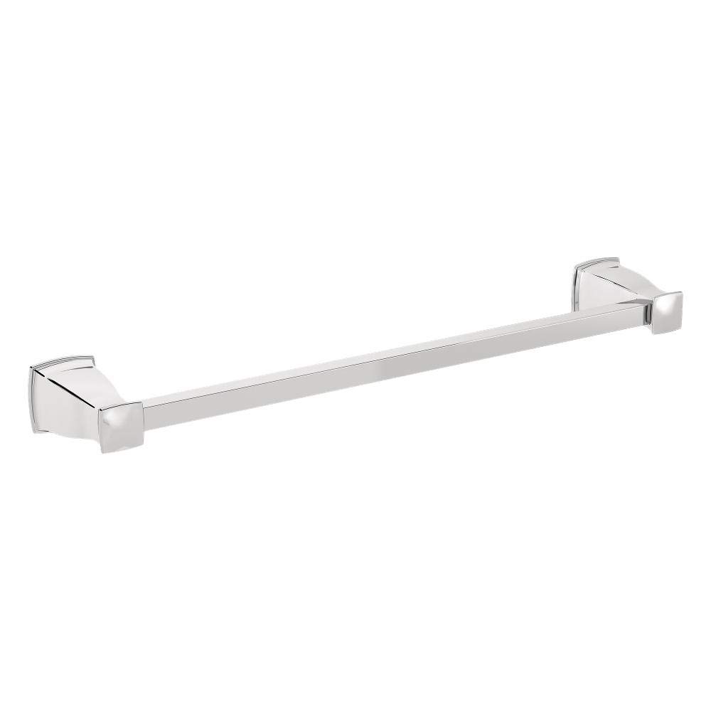 Moen Hensley 24-Inch Chrome Towel Bar with Press and Mark - Bathroom Accessory for Modern Homes & Spa-Like Showers