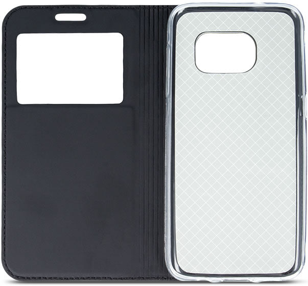 Apple iPhone 6 / 6S S View Wallet Case - Premium Leather Flip Cover with Card Slots & Screen Protection (Black) - Perfect for Everyday Use, Travel & Business Meetings