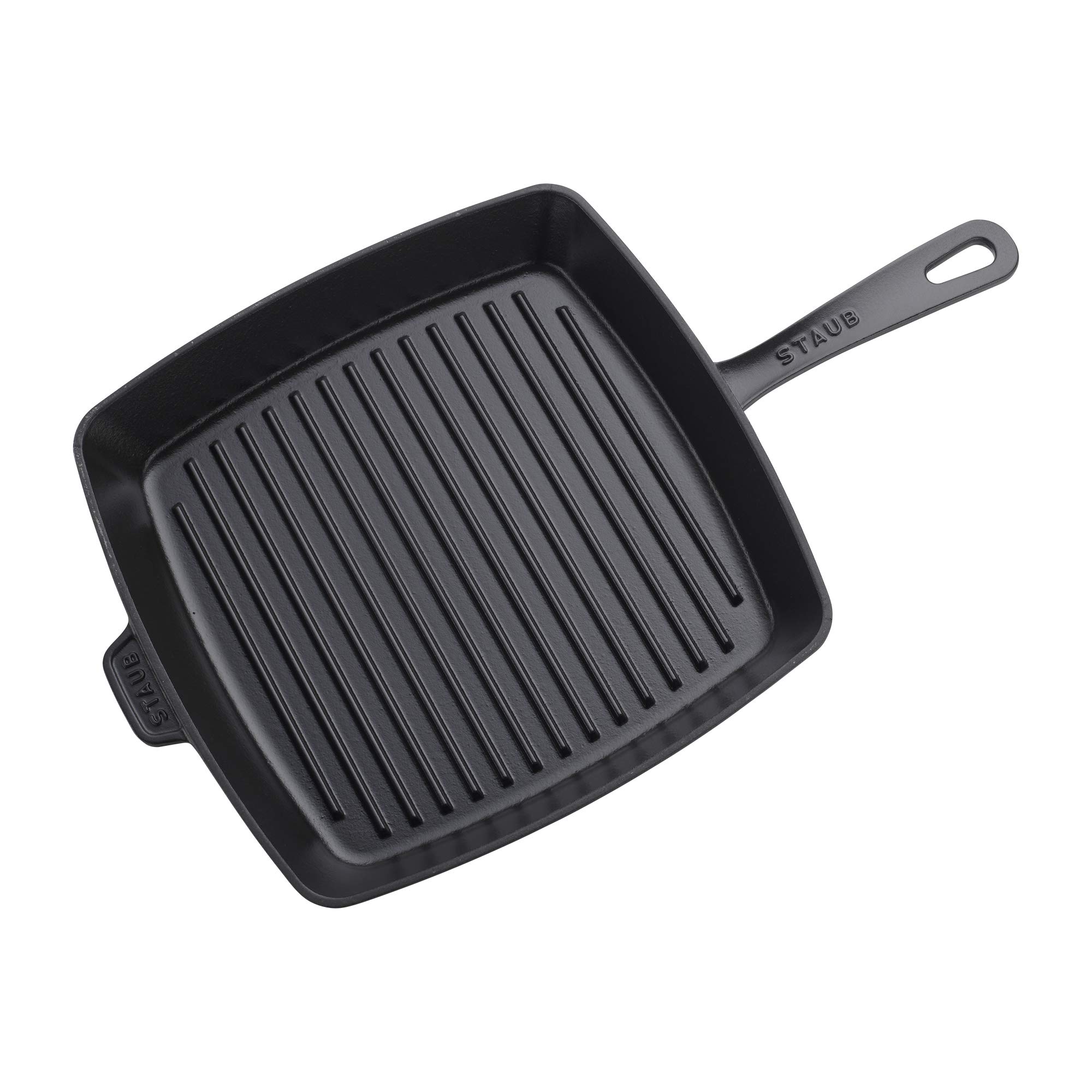 Staub 12-Inch Square Cast Iron Grill Pan - Matte Black, Made in France | Premium Heavy Duty Cookware for Steaks, Burgers & Vegetables | Indoor & Outdoor Cooking, BBQ, Camping, Stovetop & Oven Safe