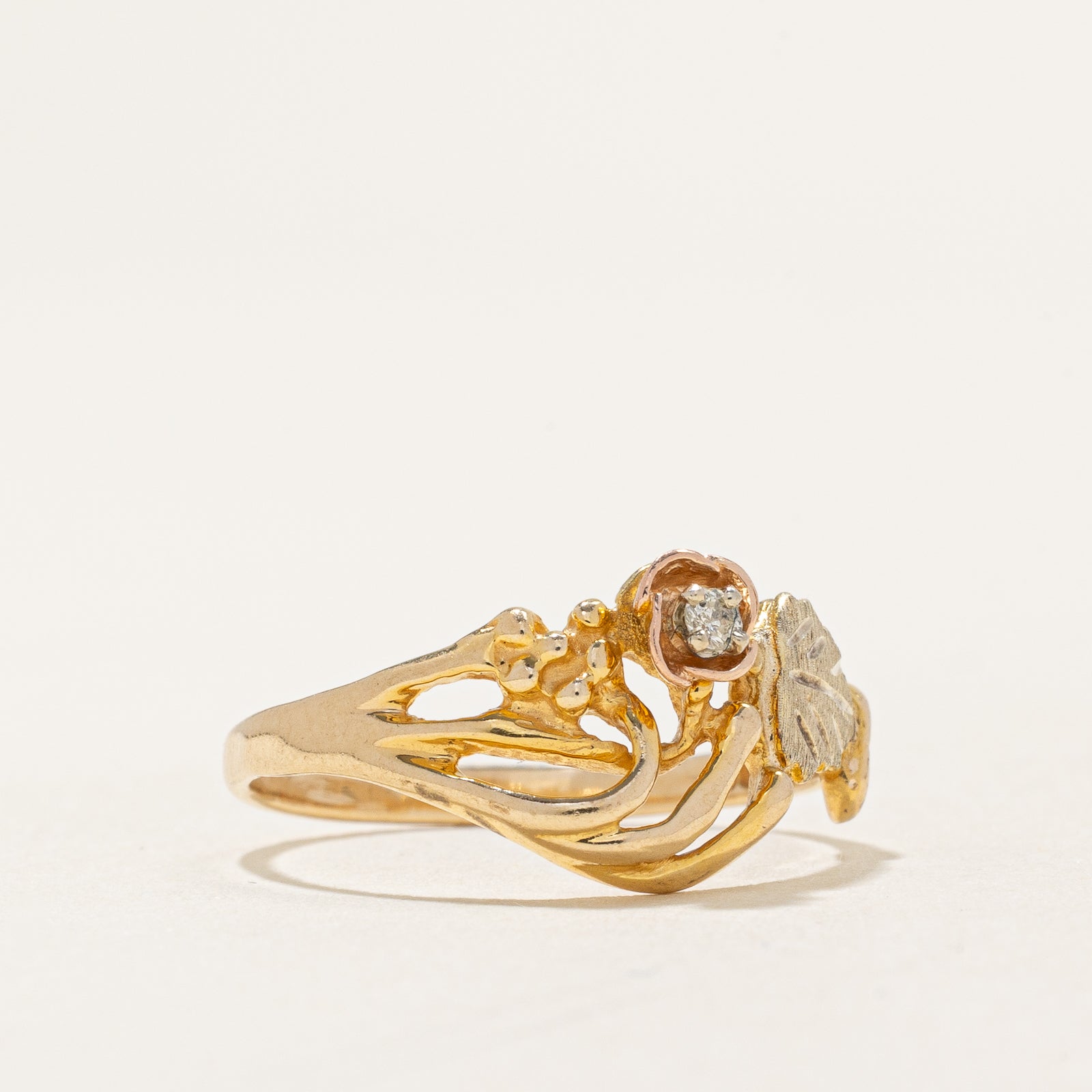 0.02ct Single Stone Diamond Floral Ring - Size 7 | Elegant Engagement, Wedding & Anniversary Gift for Women | Perfect for Proposals, Valentine's Day & Special Occasions