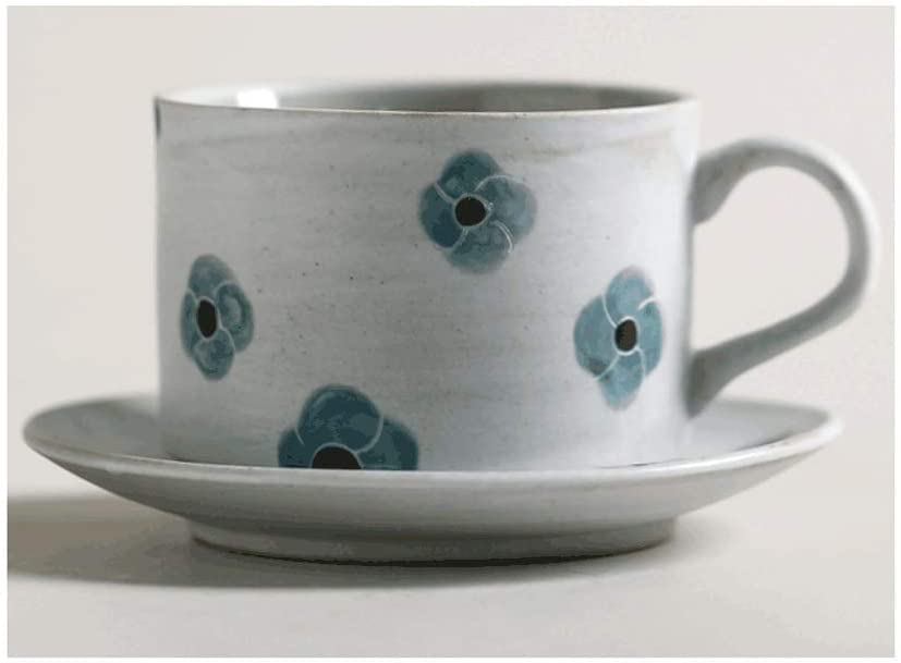 Hand-Carved Ceramic Coffee Mug and Saucer Set - 210ML Reusable Cup for Coffee, Tea, Milk & Juice - Perfect for Home, Office & Gifts (Color: E)