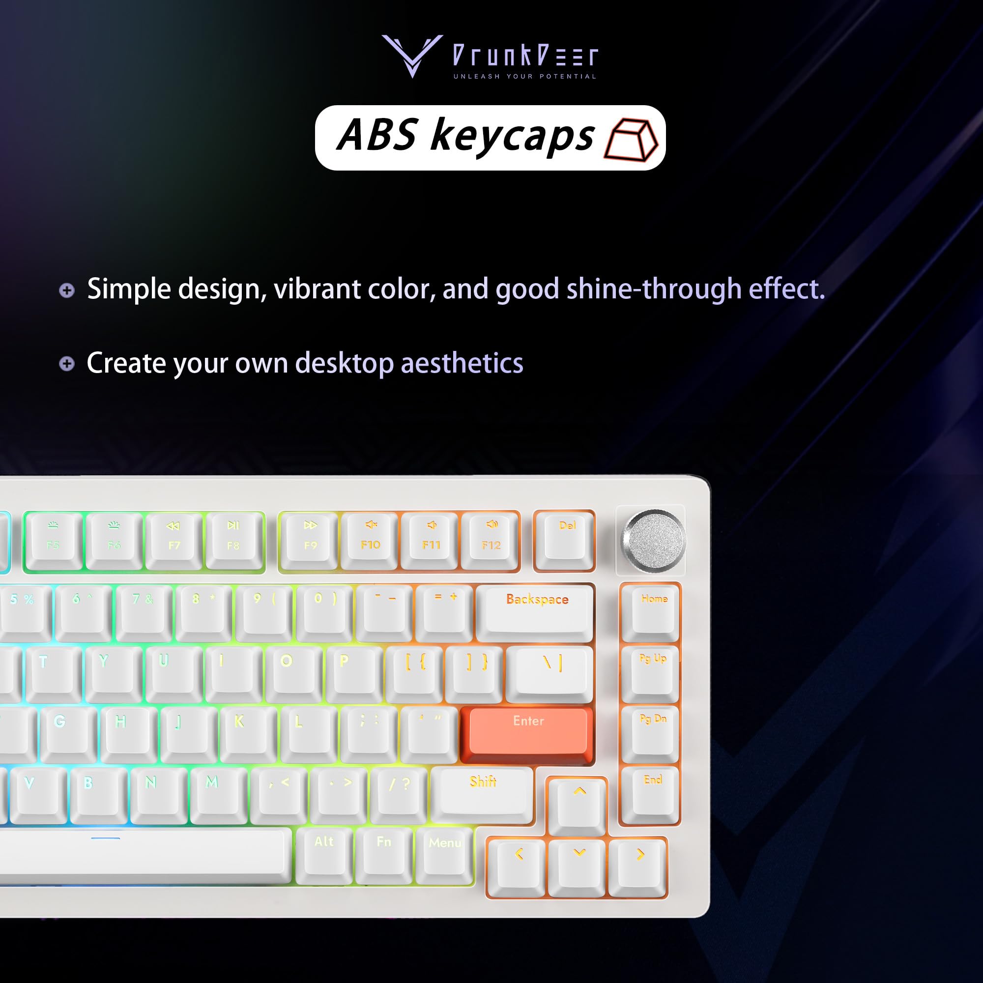 DrunkDeer A75 Rapid Trigger Mechanical Gaming Keyboard - Magnetic Switch, TKL 82 Keys, RGB Backlit, Wired USB, Compact Design with Volume Knob - Perfect for FPS, MOBA & Typing Enthusiasts