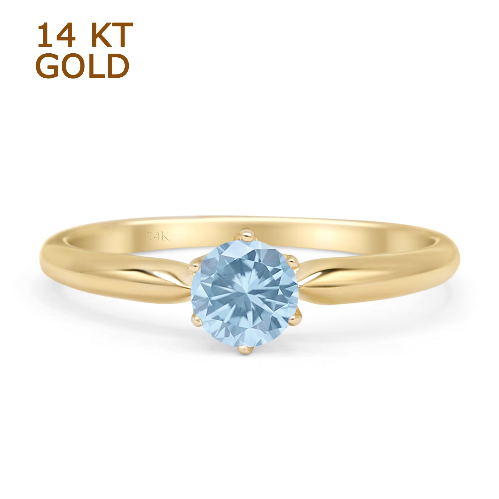 Aquamarine CZ 14K Yellow Gold
