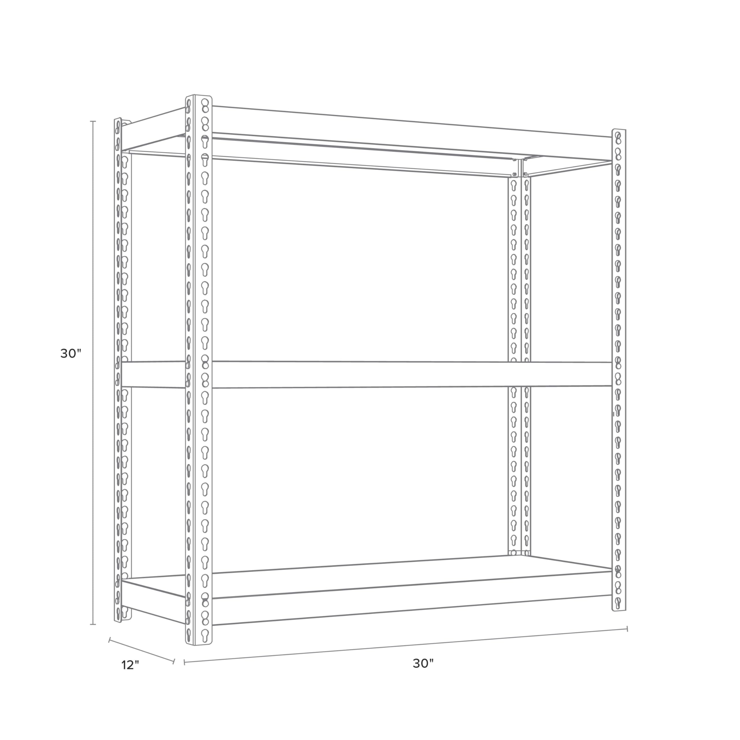Hirsh Industries 3-Tier Heavy Duty Metal Shelving Unit - 12