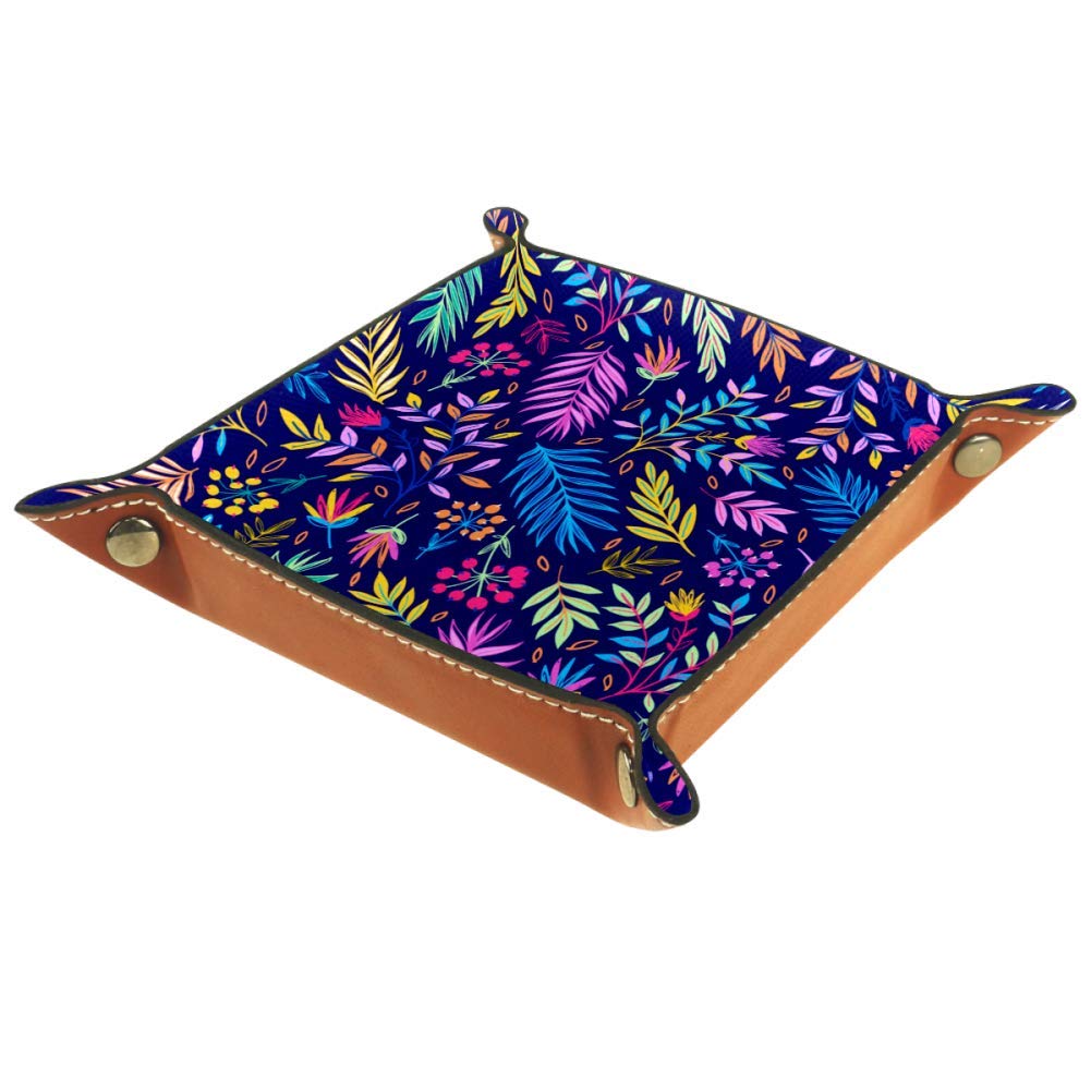 Serenasyoung Decorative Desktop Organizer Tray - Floral Vanity Jewelry Catchall for Coins, Keys & Small Items | Perfect for Bedroom Dresser, Bathroom Counter & Office Desk Organization