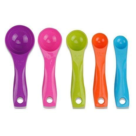 BullBear 5-Piece Mini Measuring Spoon Set - Colorful Baking & Cooking Utensils for Precise Measurements - Perfect for Kitchen, Coffee, Tea, Spices & DIY Crafts (Multi-Colored, Pack of 1)
