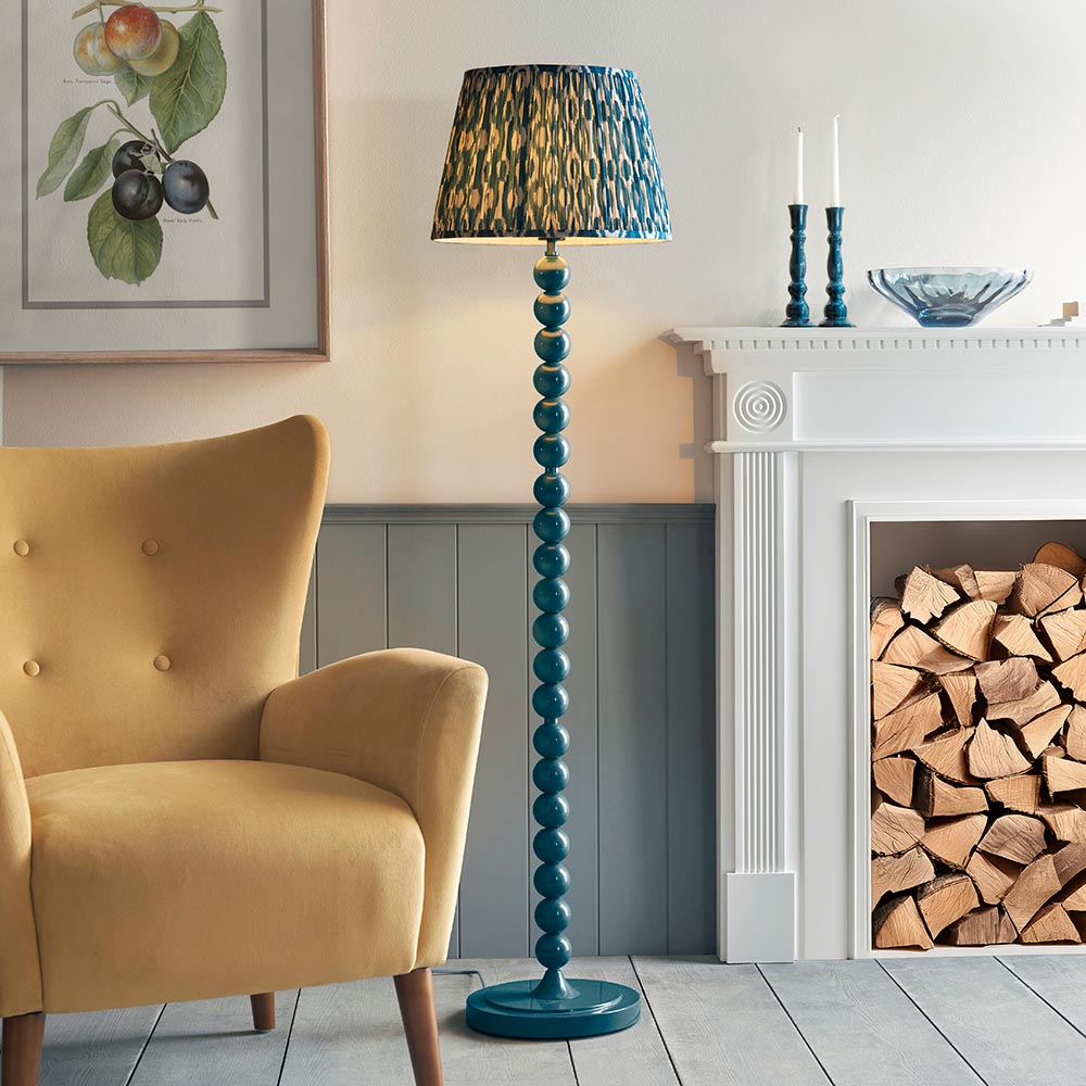 Auralis Ikat Floor Lamp with E27 Socket - Modern Handwoven Design for Living Room, Bedroom & Office Lighting