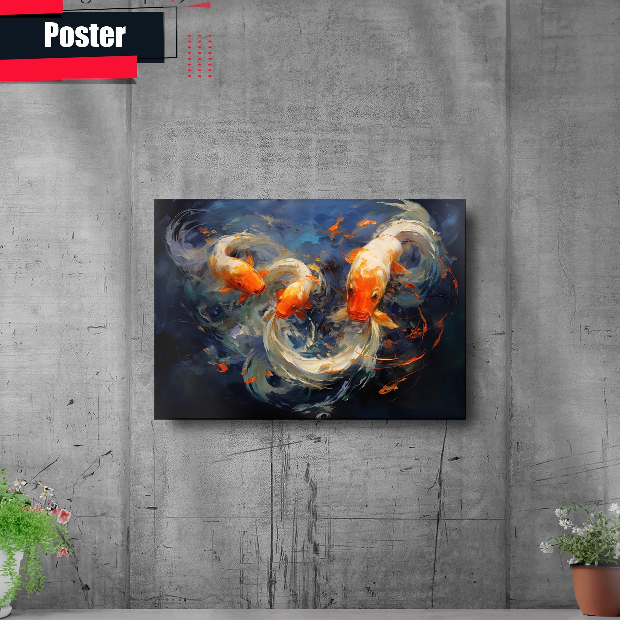 Japanese Koi Fish Art Print - Zen Wall Decor for Home & Kitchen | Koi Pond Poster, Asian-Inspired Wall Art for Living Room, Bedroom & Office Decor