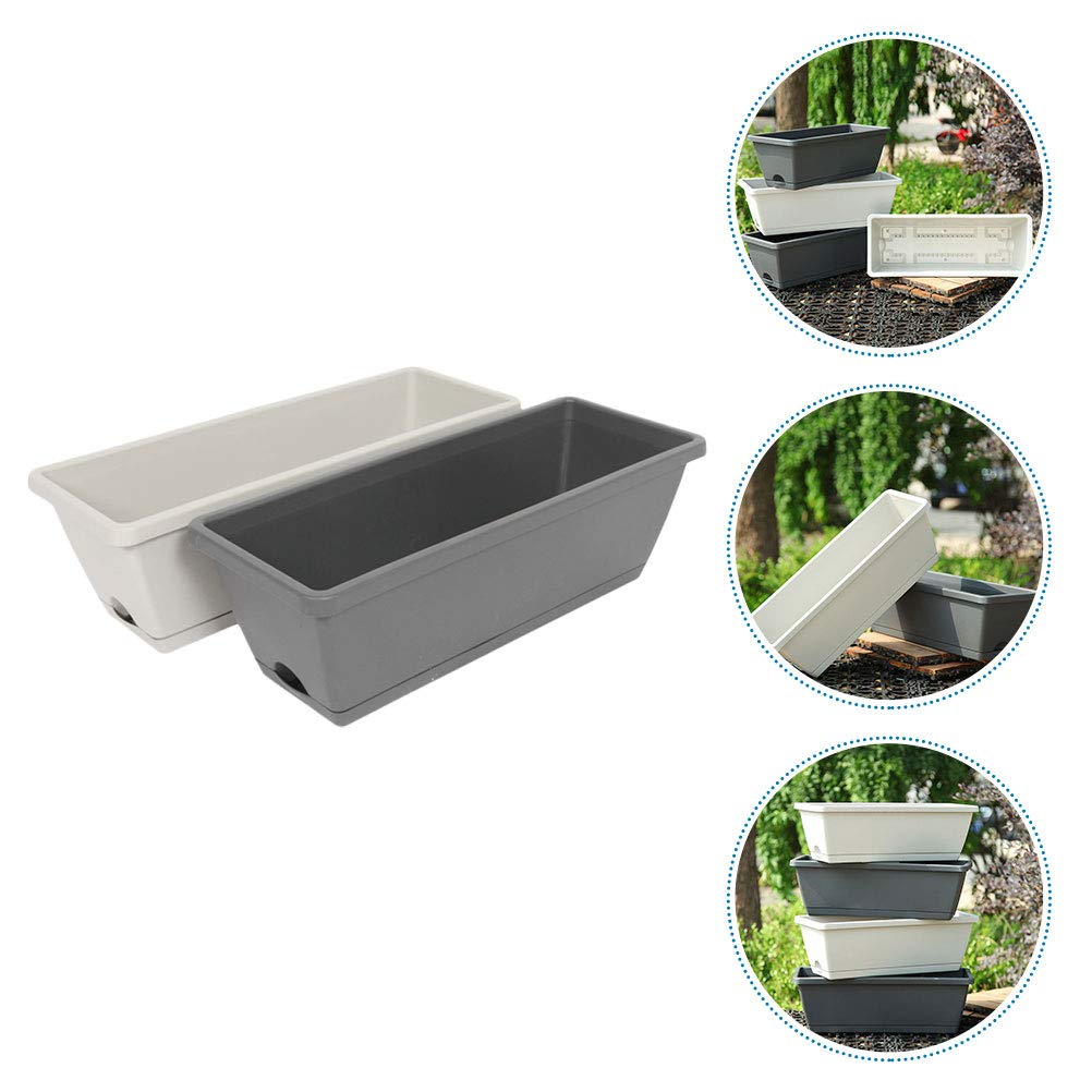 Housoutil 2-Pack Plastic Garden Plant Pots for Vegetables, Flowers, and Nursery Plants - Durable Planting Troughs for Balcony, Indoor, and Outdoor Gardening - Perfect for Herbs, Succulents, and Home Decor