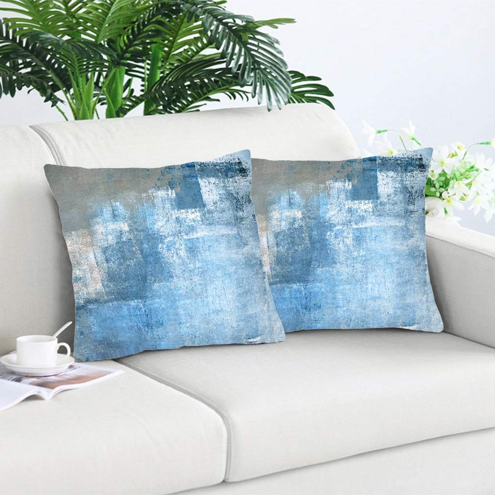 Blue Decorative Throw Pillow Covers 18x18 Inch - Set of 2 Soft Couch Cushion Covers for Living Room, Bedroom & Sofa - Perfect for Home Decor, Accent Pillows and Cozy Comfort
