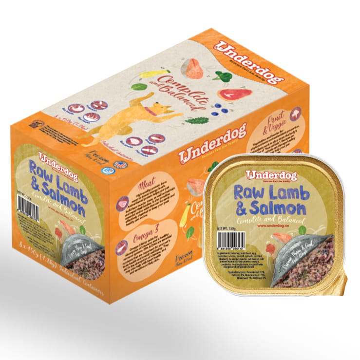 Premium Underdog Raw Lamb & Salmon Fresh Frozen Dog Food - 1.2kg / 3kg - Grain-Free, High-Protein Natural Diet for Dogs - Perfect for Raw Feeding, Meal Prep & All Life Stages