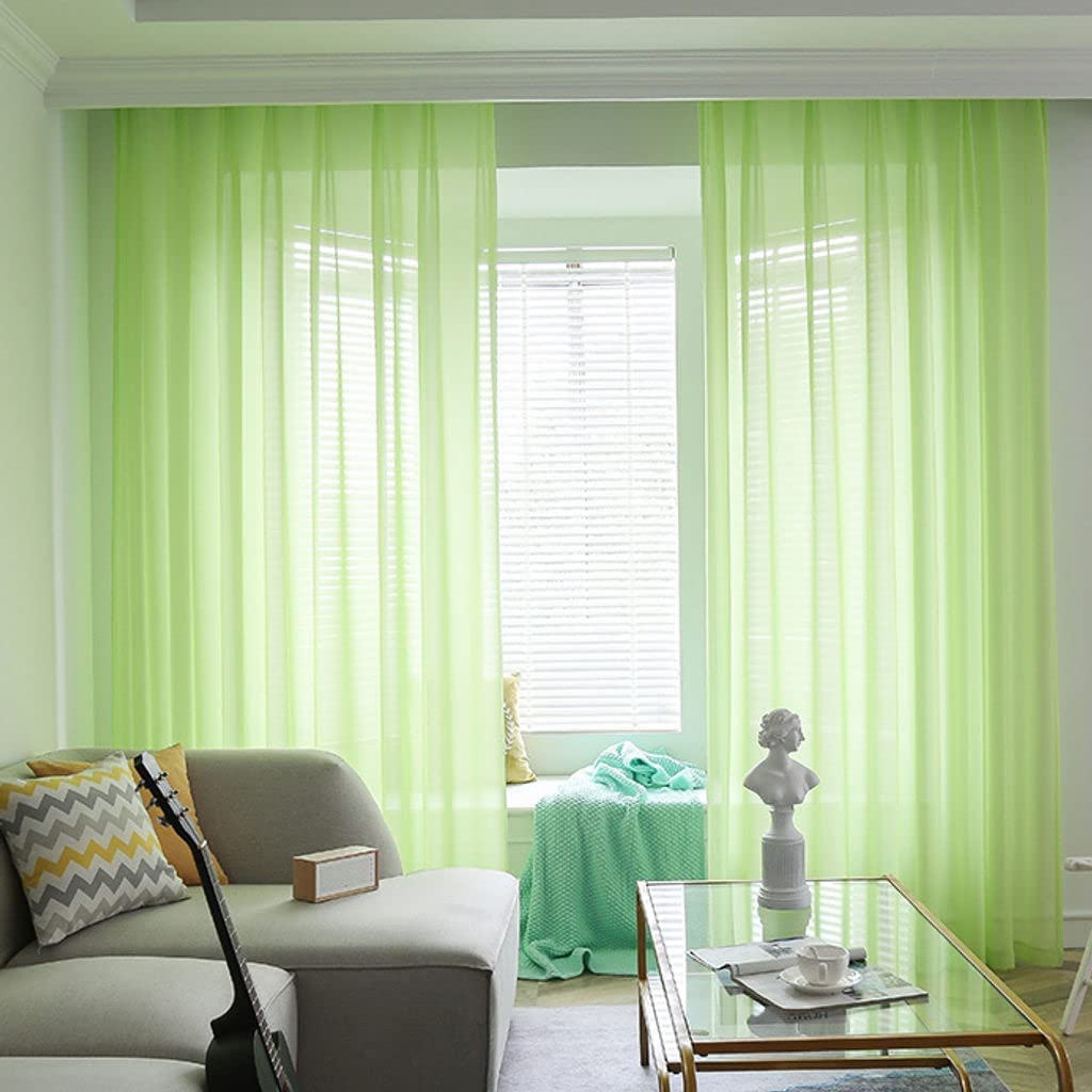 Konsilsa Sheer Voile Window Curtain Panels - Semi-Sheer Light Filtering Drapes with Grommets, Heat & UV Protection (39x98 Inches, Beige) - Perfect for Dining Room, Kitchen & Bathroom Decor