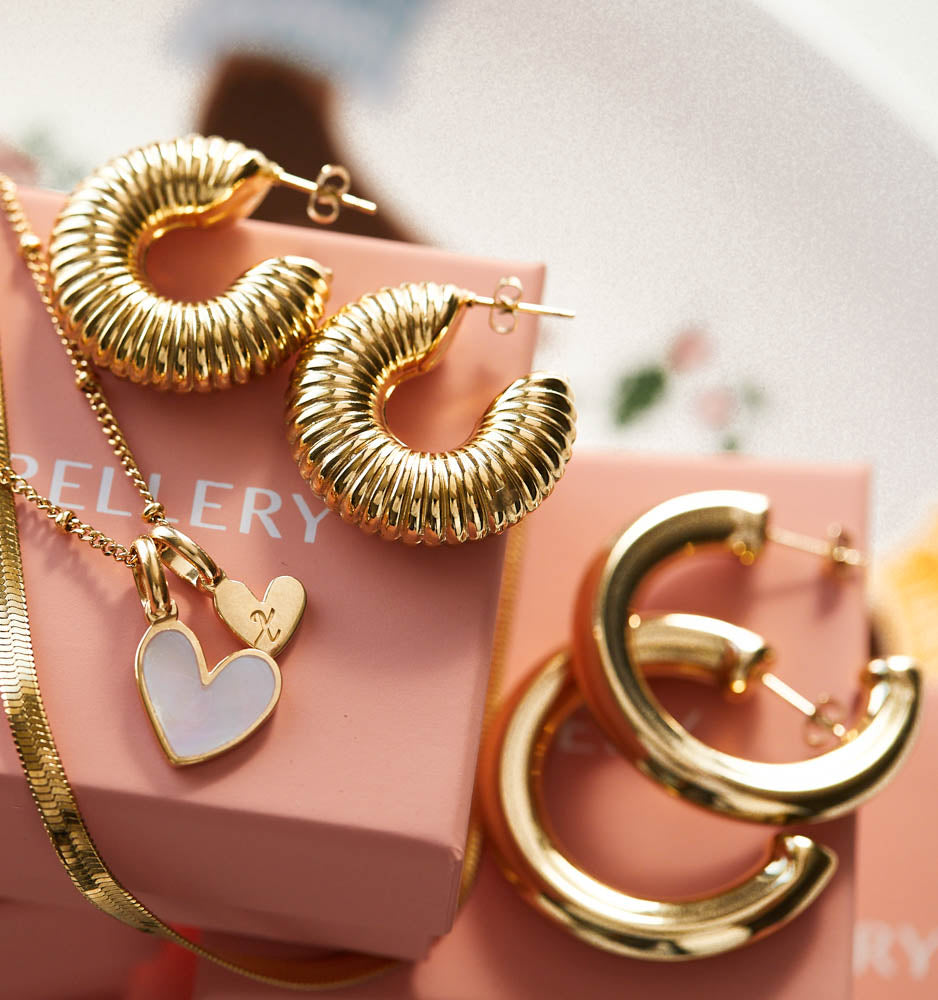 Gigi Round Hoops 35mm - 14K Gold Plated Dainty Hoop Earrings for Women | Perfect for Everyday Wear, Date Night & Special Occasions