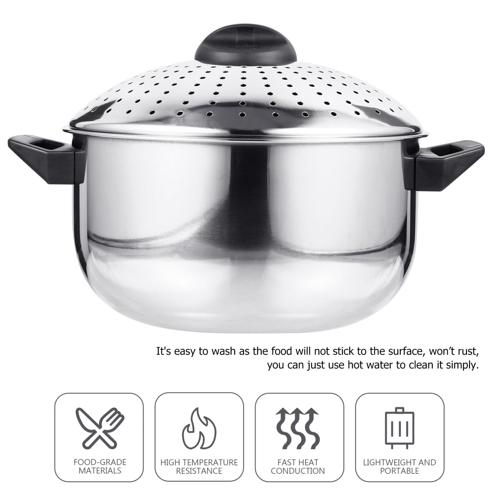 Hemoton 6.3 Inch Stainless Steel Pasta Pot with Strainer - 16CM Kitchen Cookware for Boiling, Draining & Cooking Pasta, Noodles, Soup & Vegetables - Perfect for Home & Restaurant Use