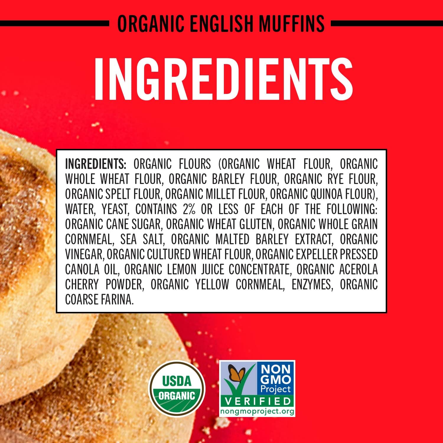 Organic English Muffins 2-Pack (12 Muffins Total) - USDA Certified, Whole Grain, Non-GMO | Perfect for Breakfast Sandwiches, Toasting & Healthy Snacking